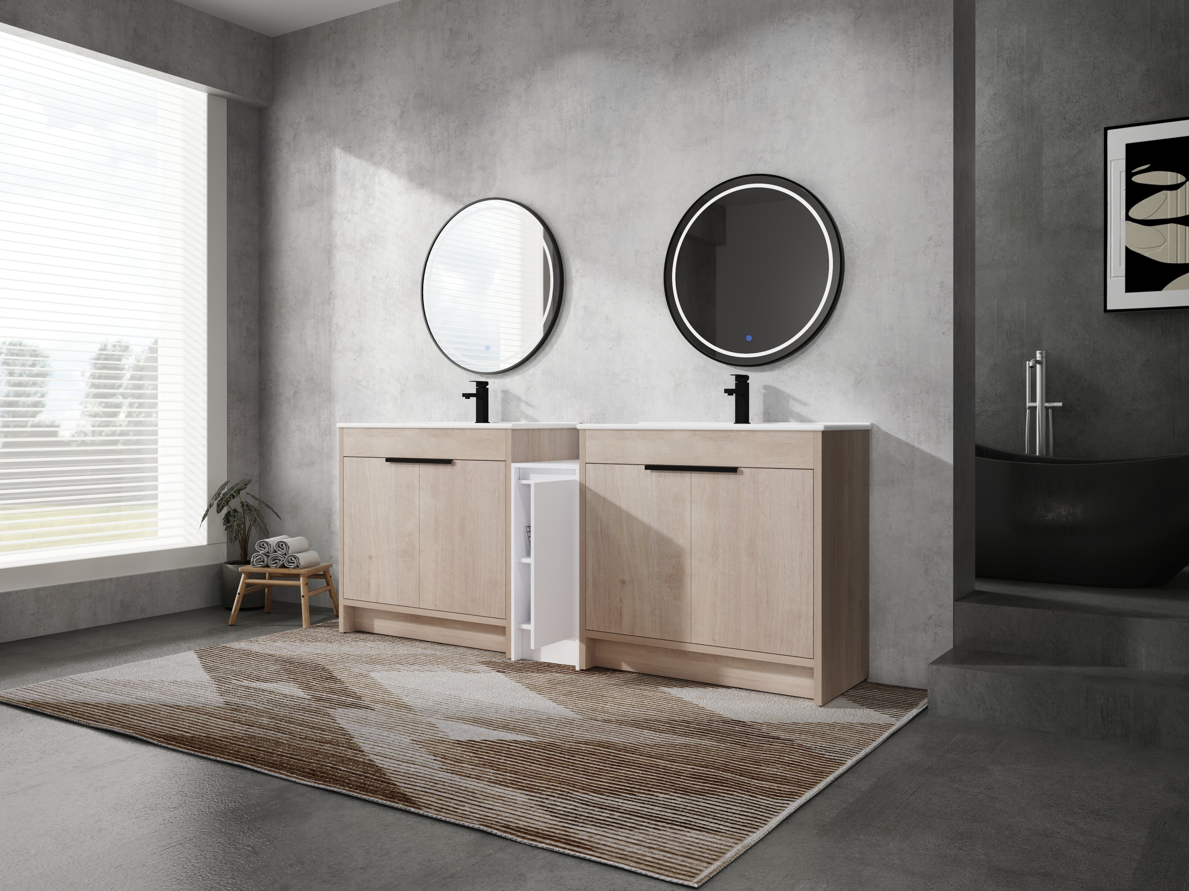 84 Inch Freestanding Bathroom Vanity with Ceramic Sink