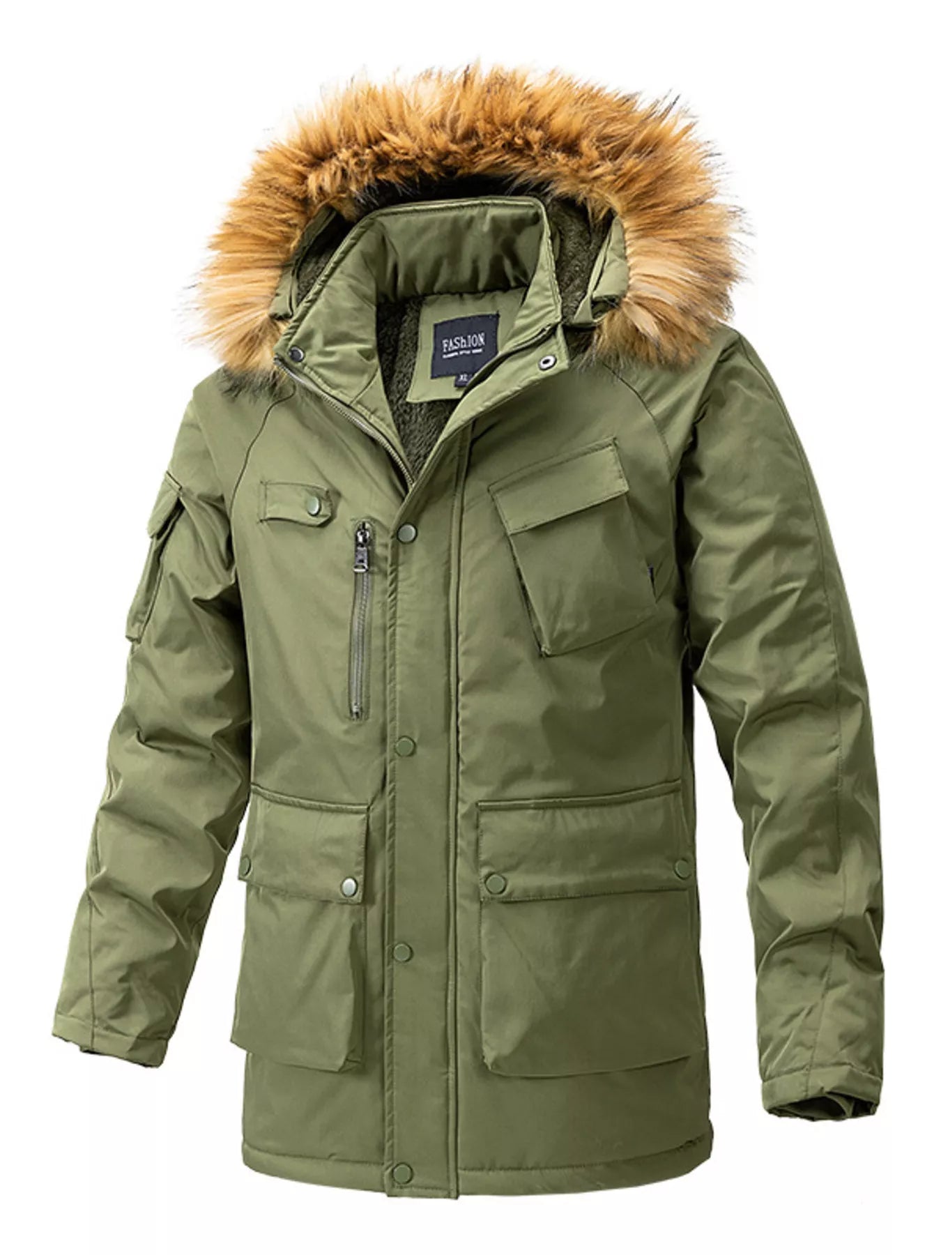 Men's Plus Size Fur Hooded Winter Parka Coat