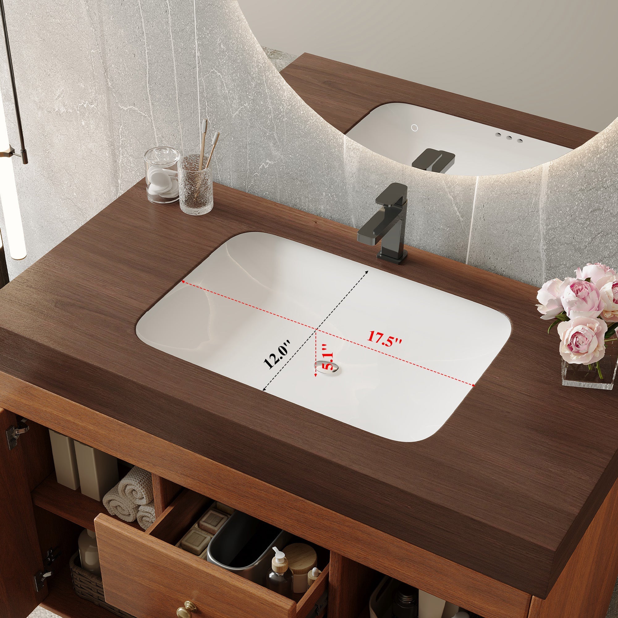 36" Modern Freestanding Bathroom Vanity with Sintered Stone Top