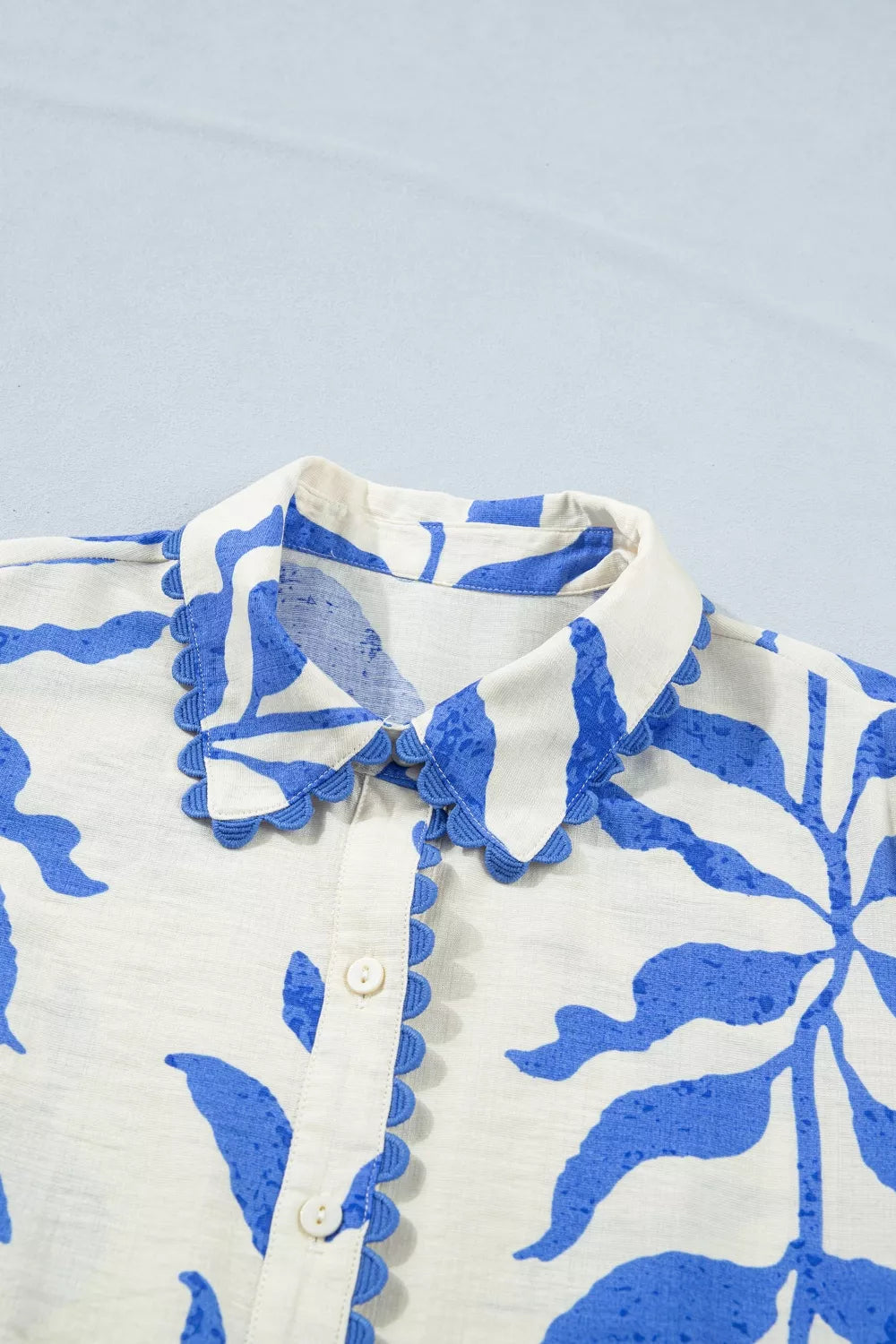 Leafy Botanical Print Side Tie Button Down Maxi Dress