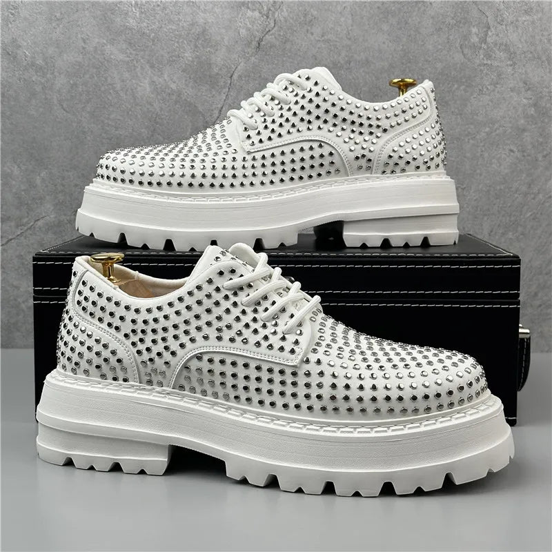 New Luxury Casual Genuine Leather Rivets High-quality Leisure Tooling Shoes Comfortable Inside Handmade Trend Fashion Shoes