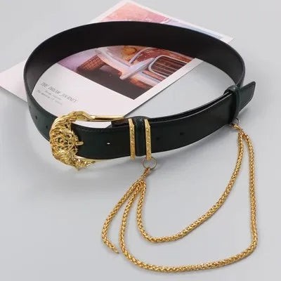 Gold Buckle Leather Corset Belt for Women - Wide Waist Cincher