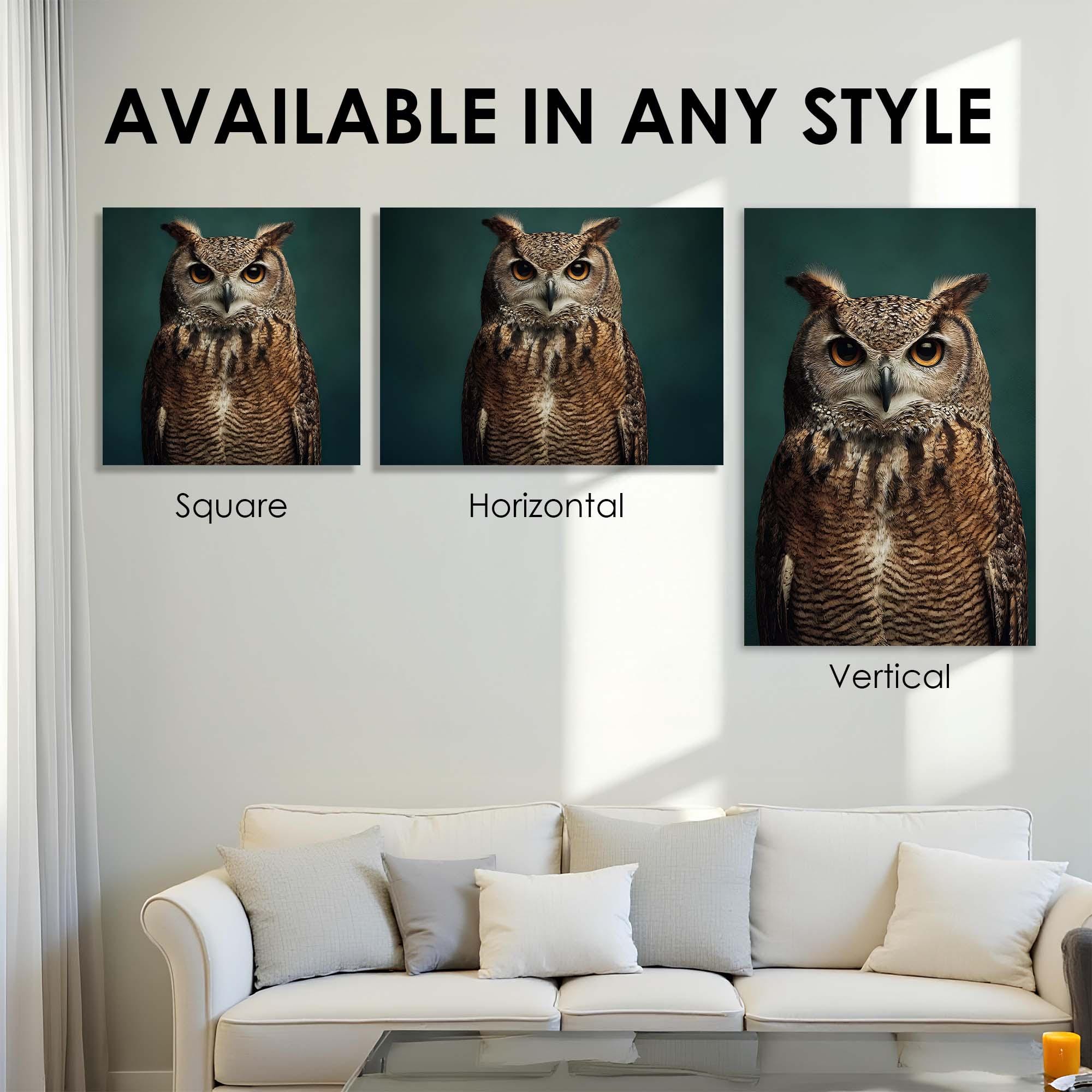 Regal Owl Tempered Glass Wall Art | Wildlife Bird Portrait | Nature-Inspired Home Decor