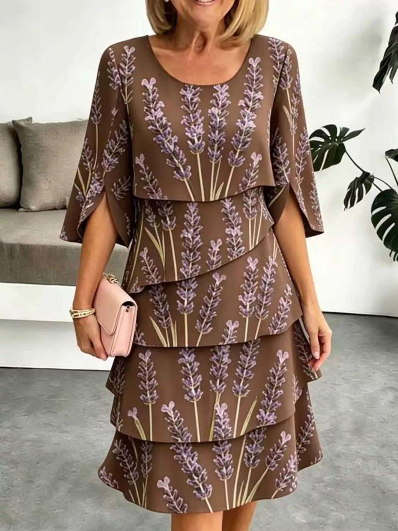 Full Size Floral Print Ruffle Hem Dress Plus Size