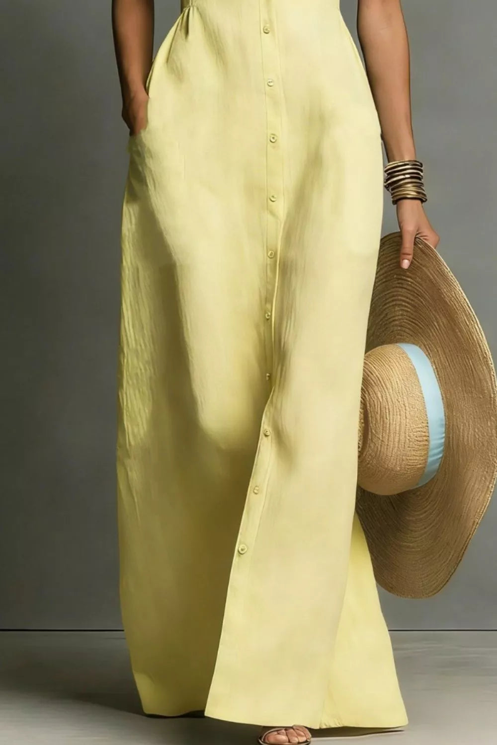 Sleeveless Button-Down Maxi Dress
