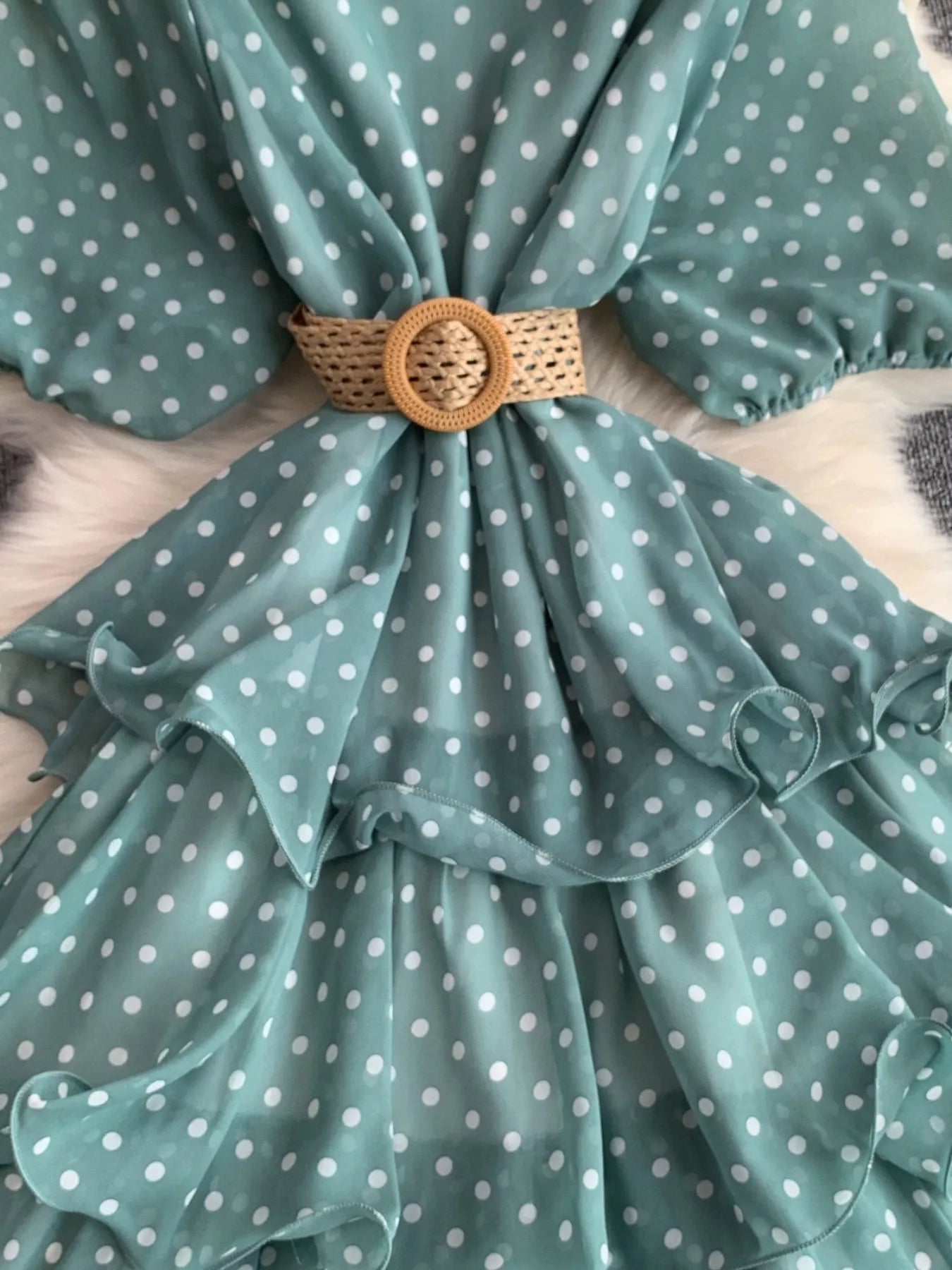 Polka Dot Ruffled Tiered Dress