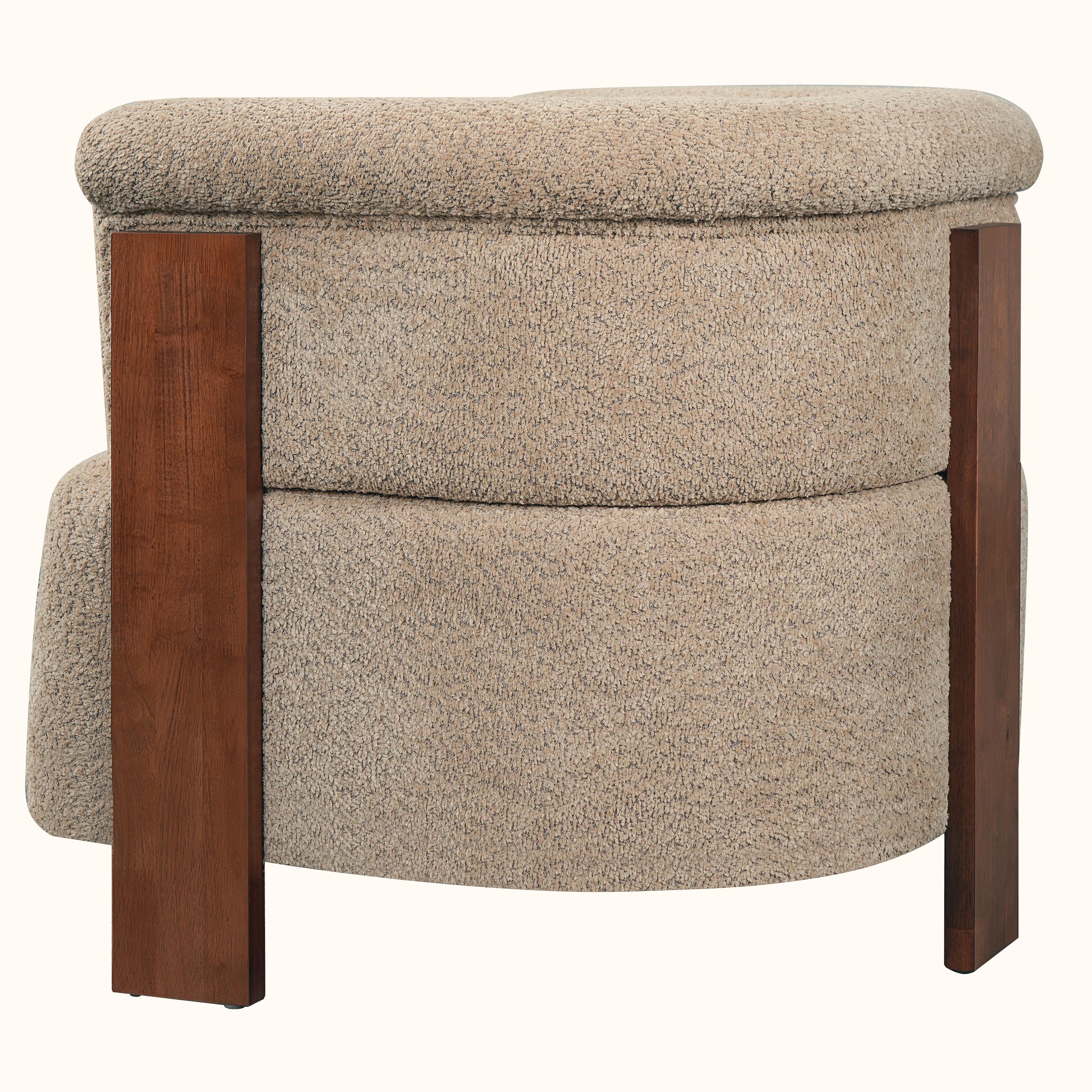 31.7" Mid-Century Curved Barrel Accent Chair