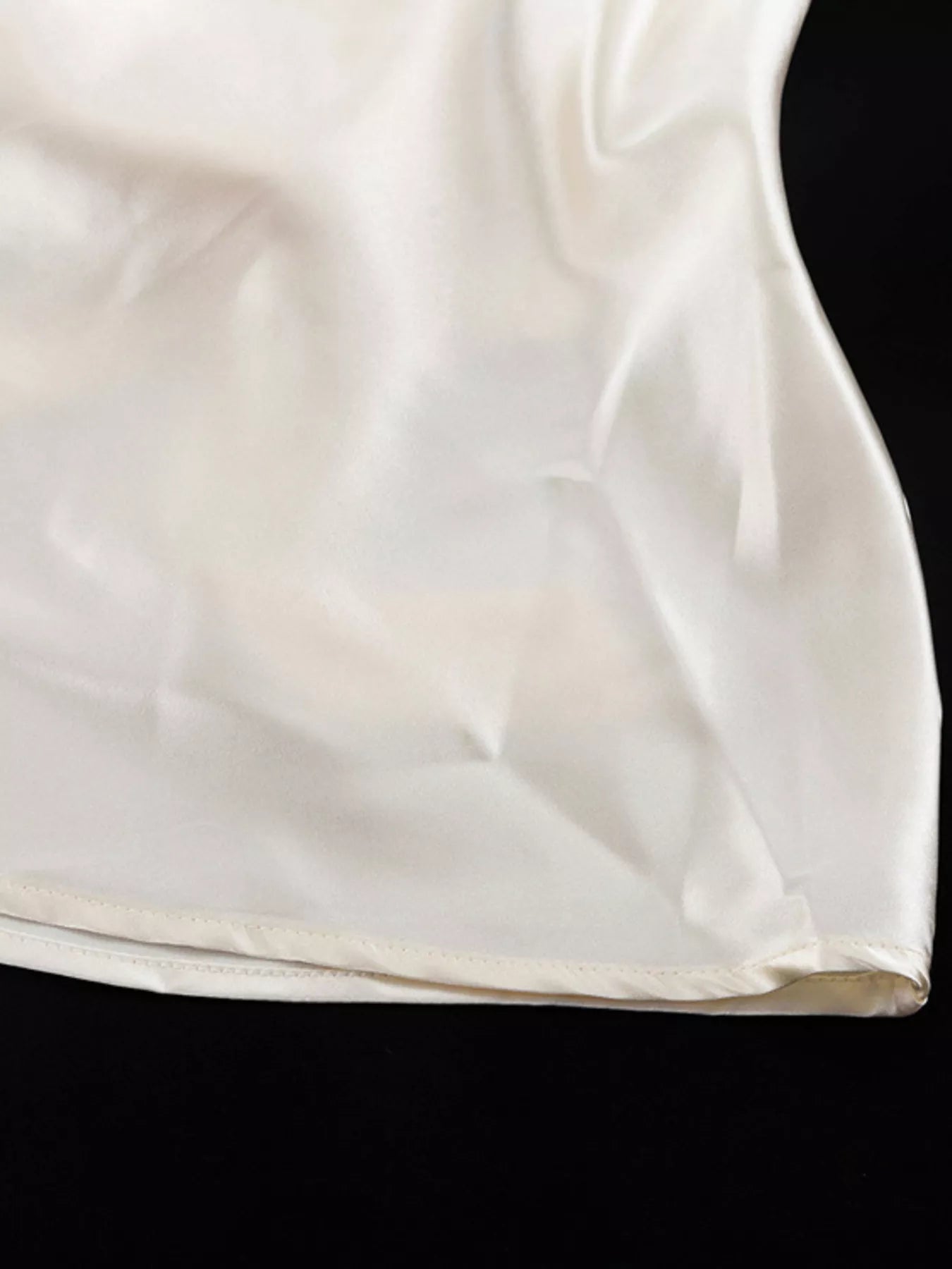 Satin Tie Shoulder Deep V-Neck Dress