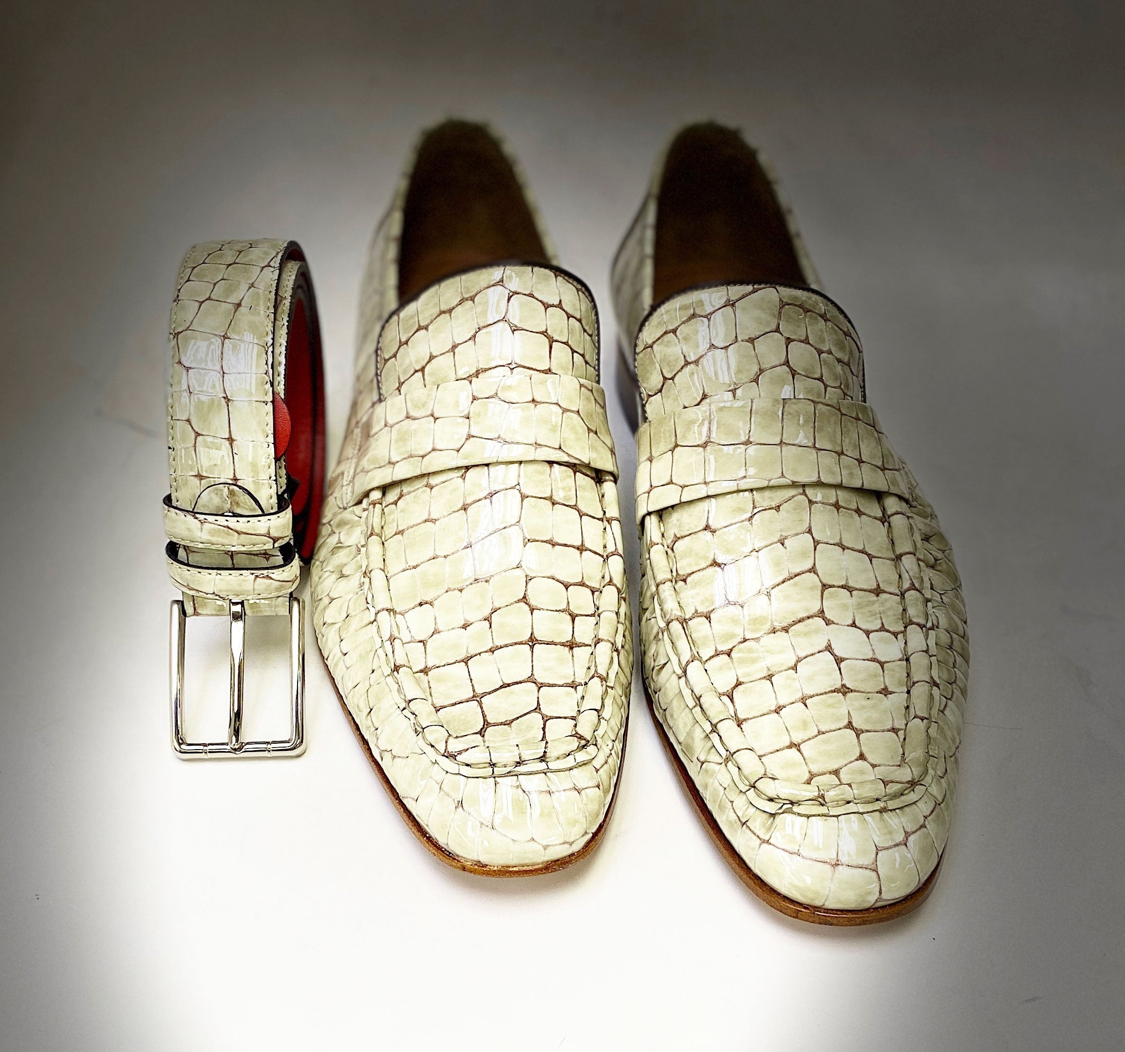 C Collection Crocodile Leather Loafer - Beige