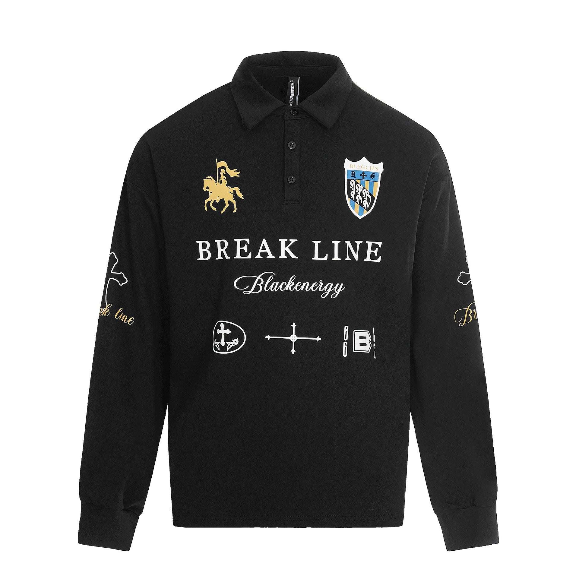 Loose Long Sleeve Polo Shirt with Print Design for Men and Women
