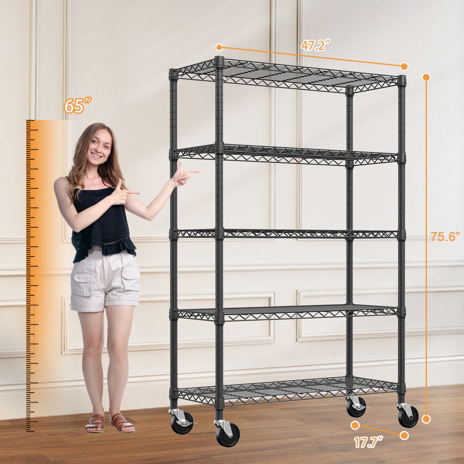 5-Shelf Wire Storage Shelving Unit