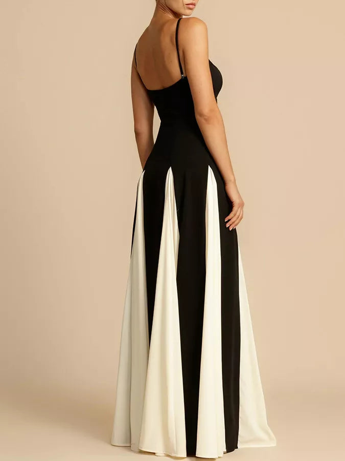 Two-Tone Flowing Maxi Dress