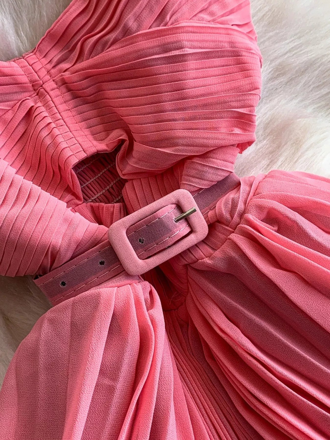 Pleated Layered Spaghetti Strap Midi Dress