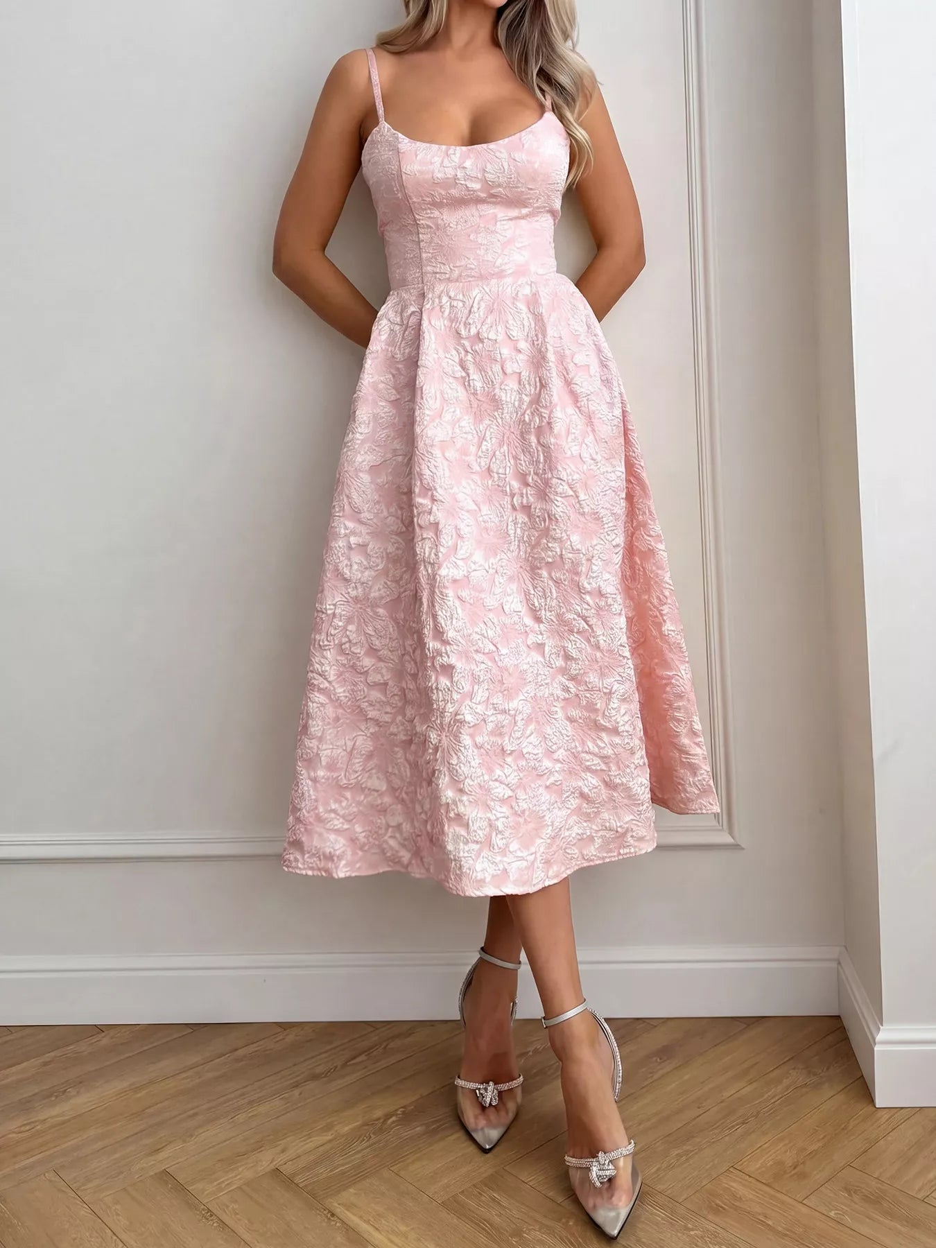 Textured A-Line Midi Dress