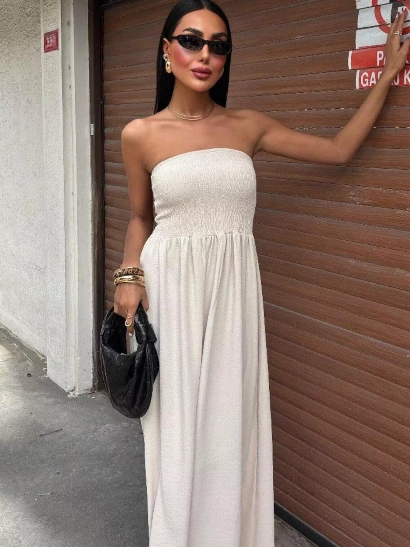 Strapless Smocked Maxi Dress