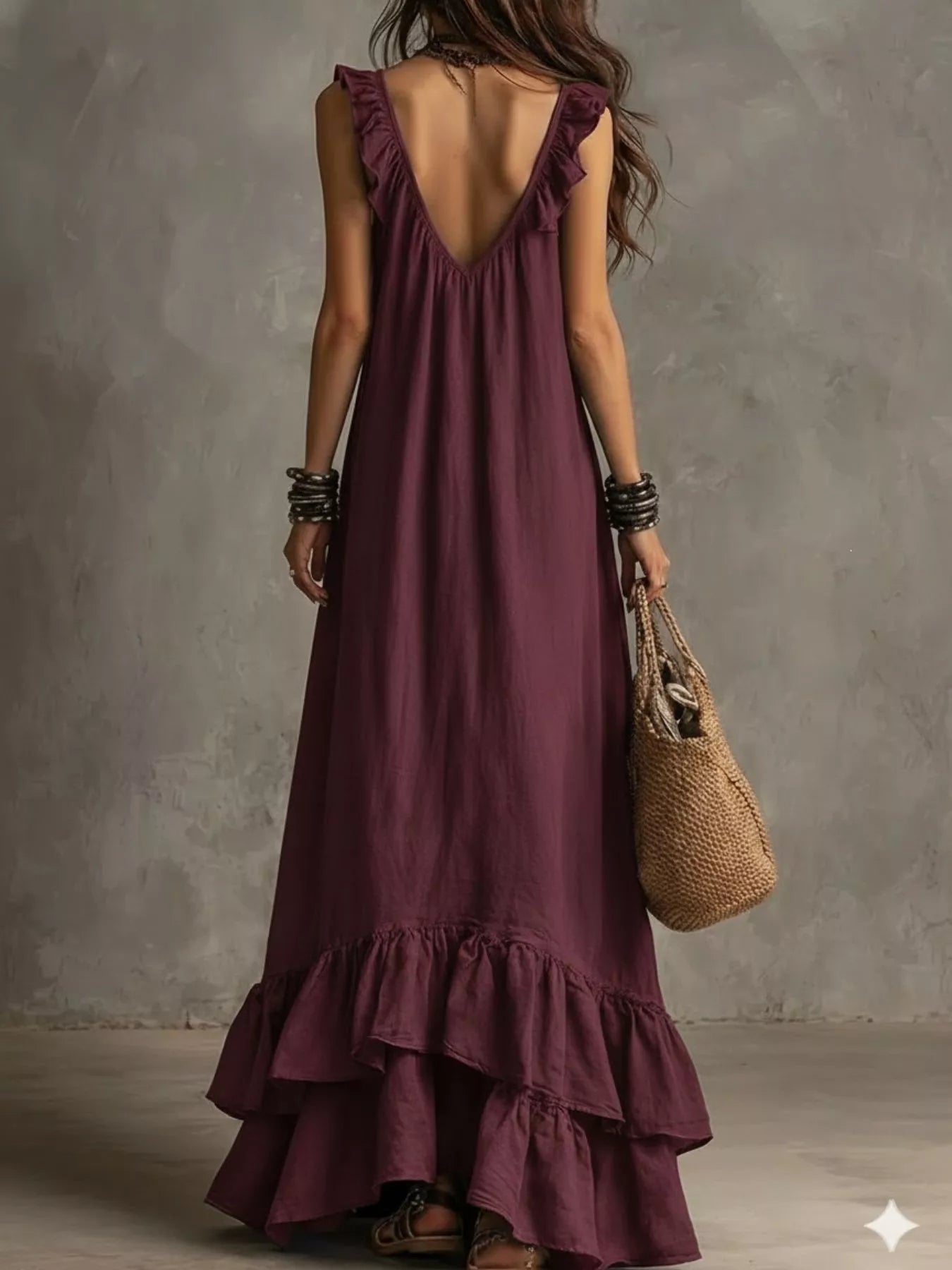 Ruffled Sleeveless Maxi Dress