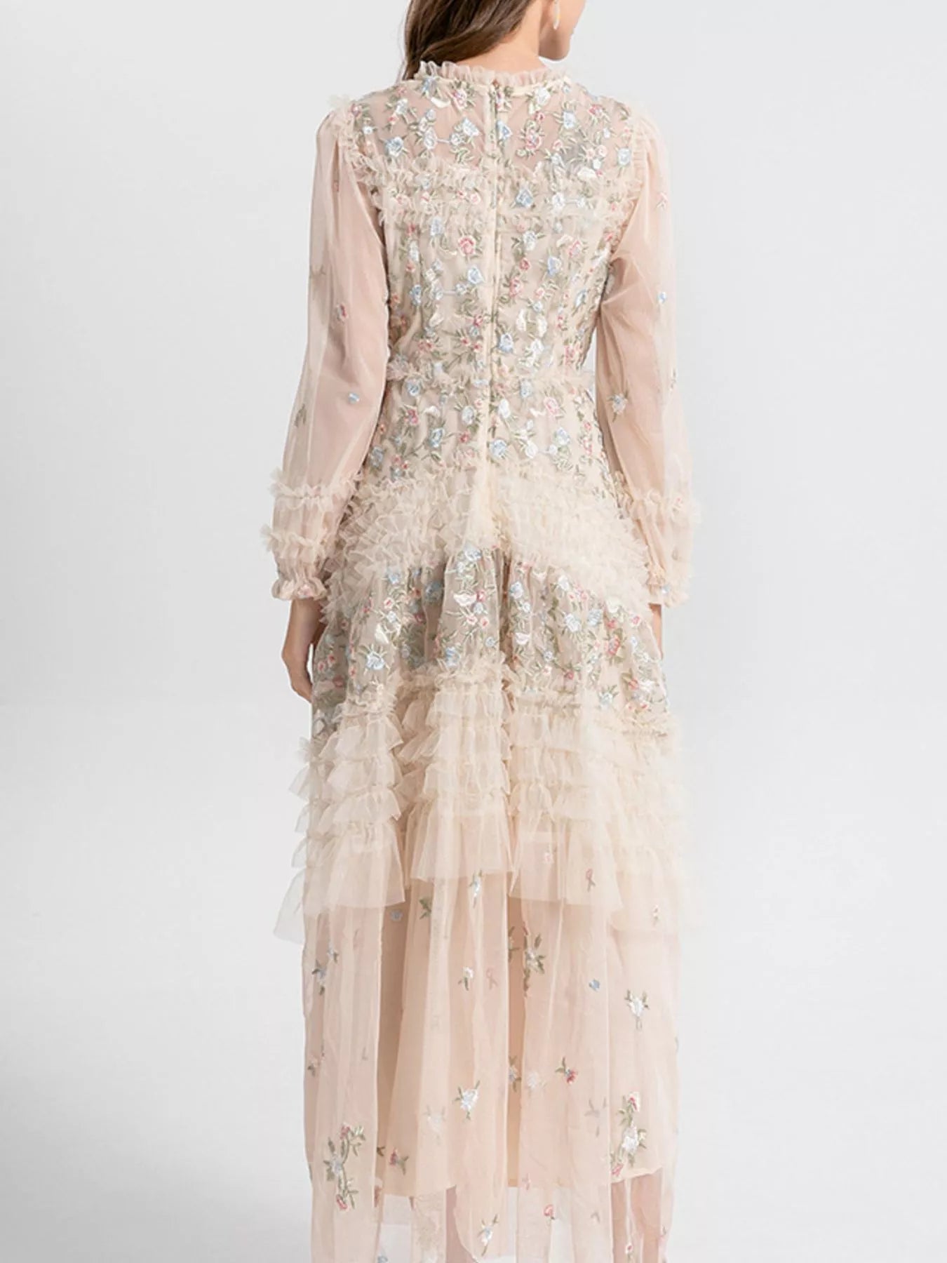 Floral Tulle Layered Maxi Dress