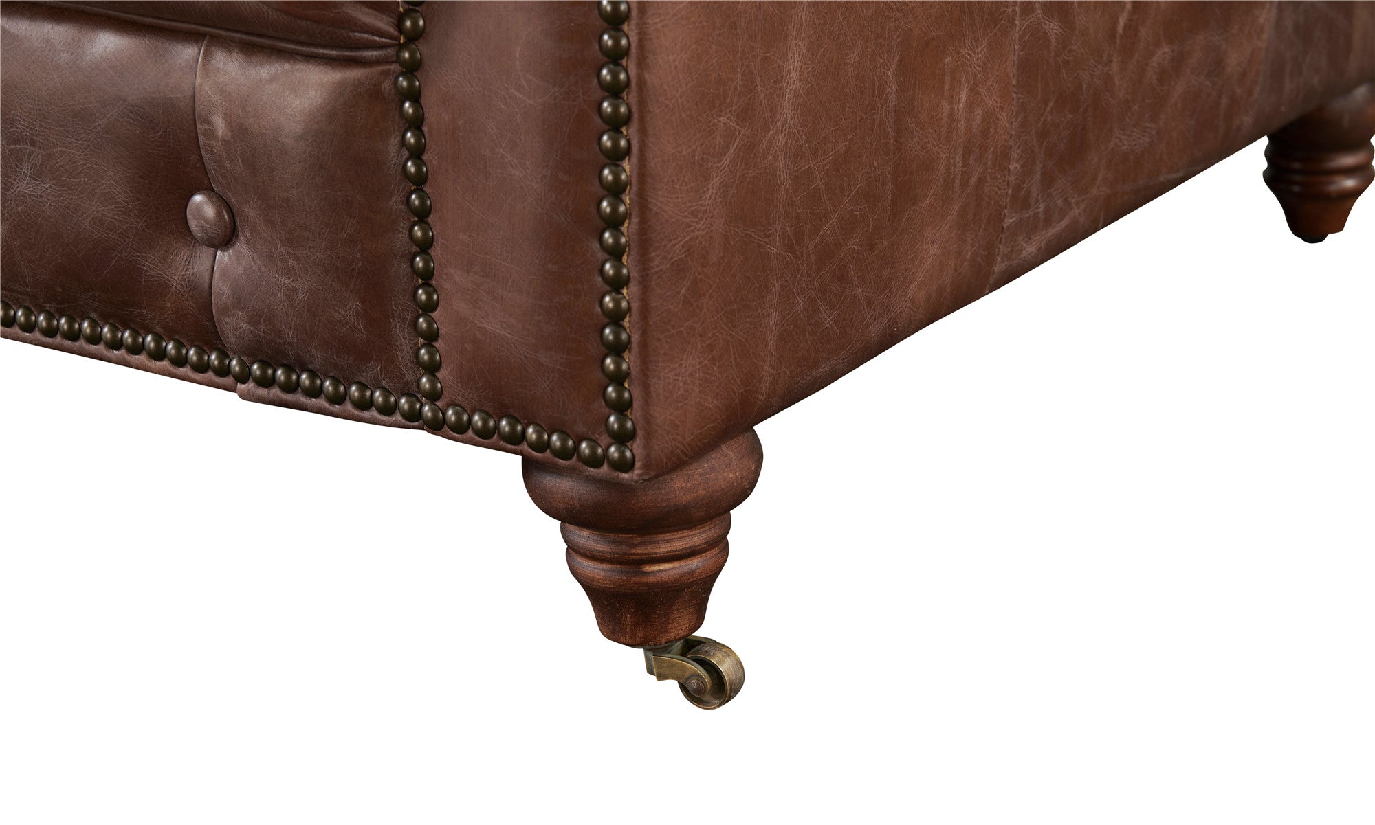 Century Chesterfield Sofa - Bark Brown Leather - 118"