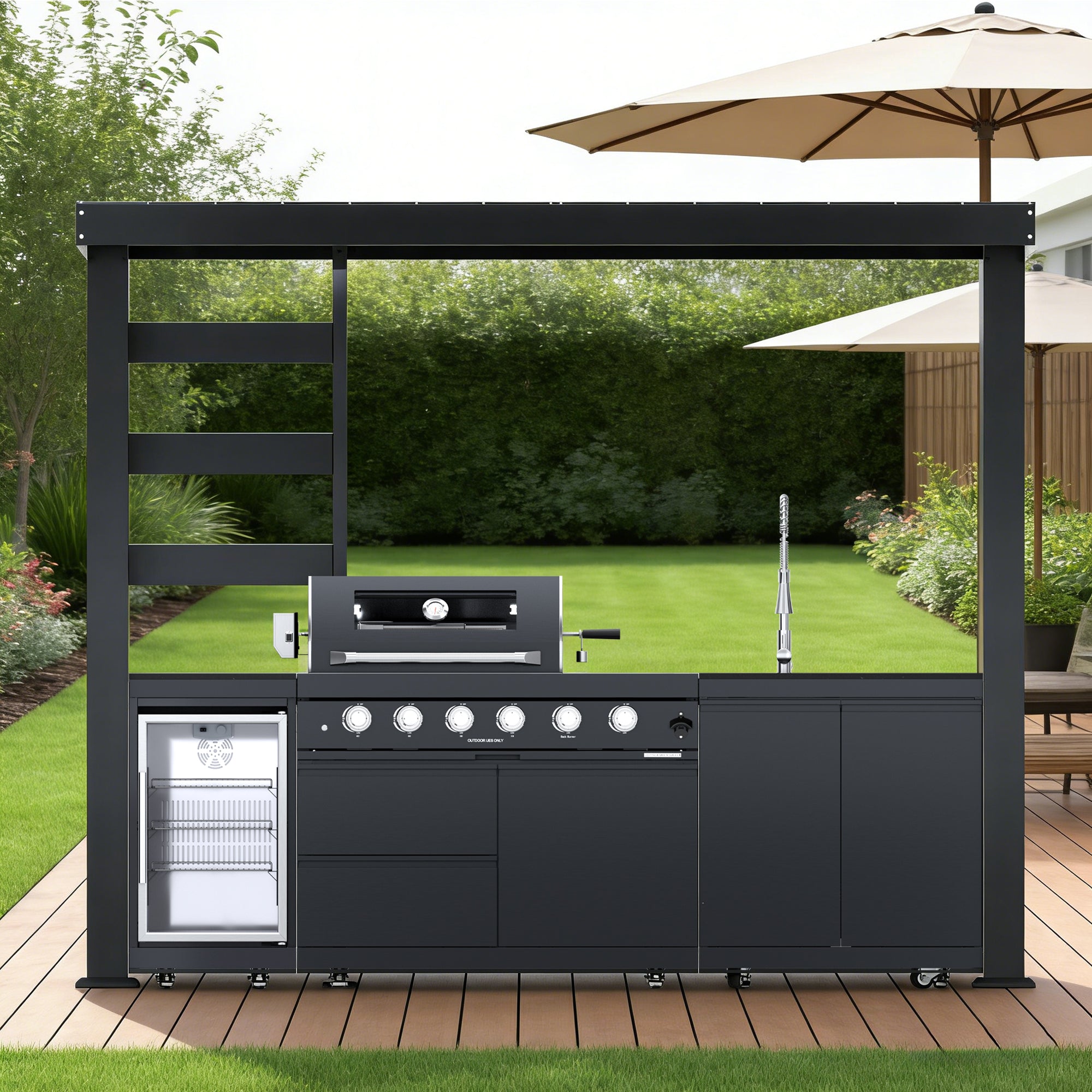 Deluxe Stainless Steel Gas Outdoor Kitchen Barbecue Island Grill