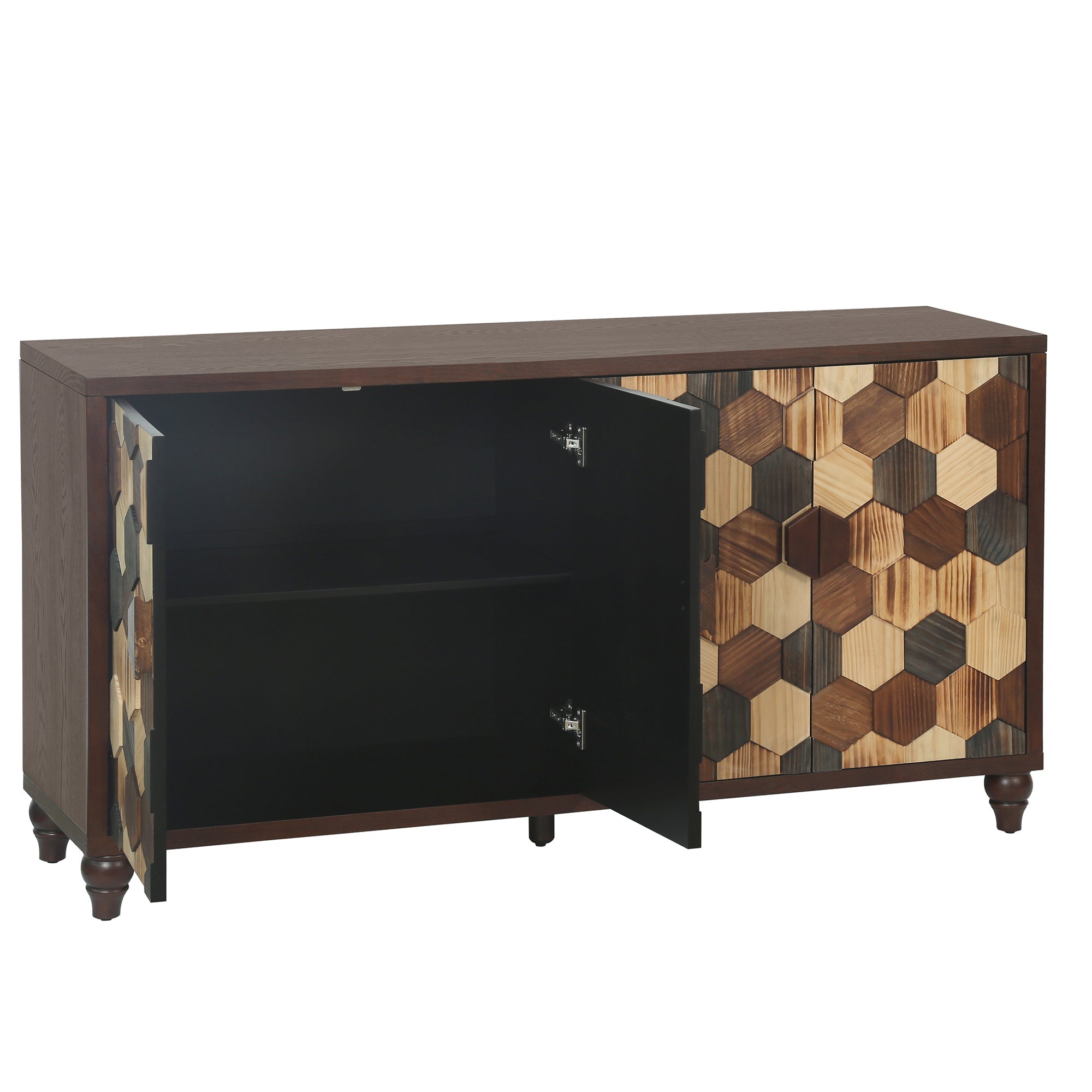 59.8" Sideboard With Honeycomb Pattern, Modern Accent Cabinet