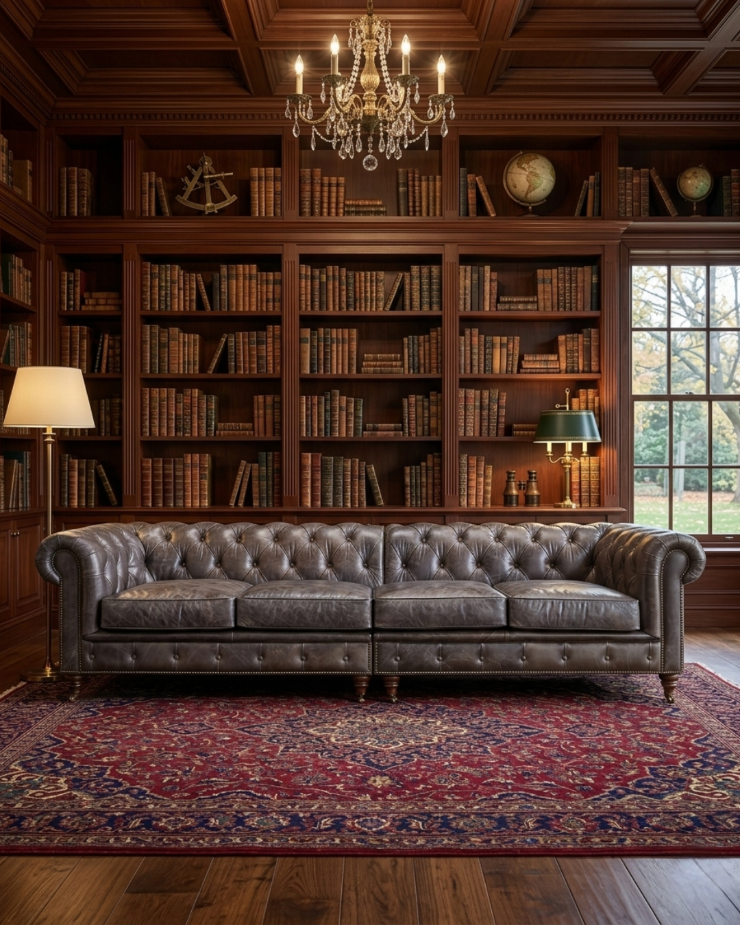 Century Chesterfield Sofa - Dark Brown Leather - 118"