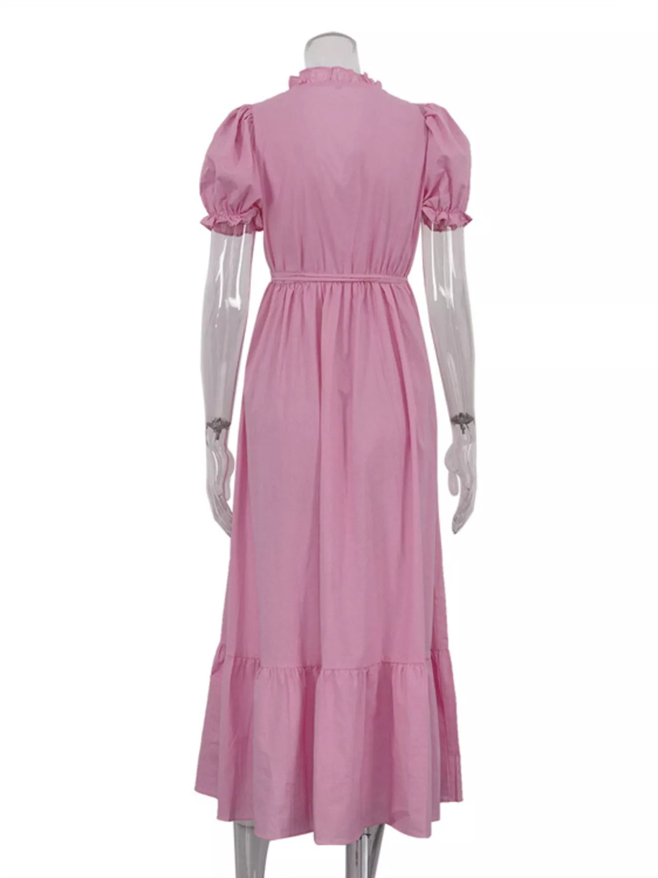 Tie Waist Puff Sleeve Maxi Dress