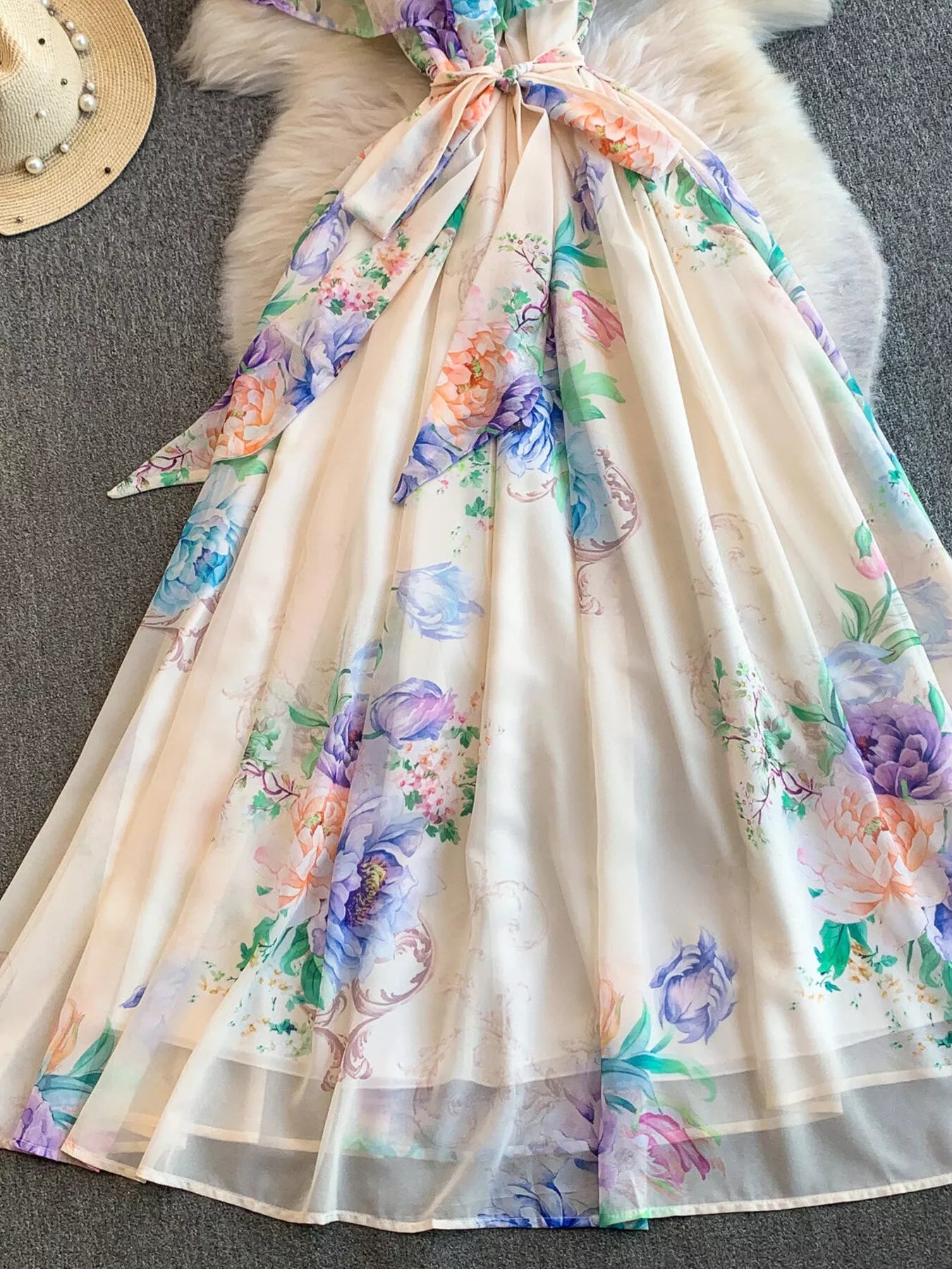Floral Off-Shoulder A-Line Dress