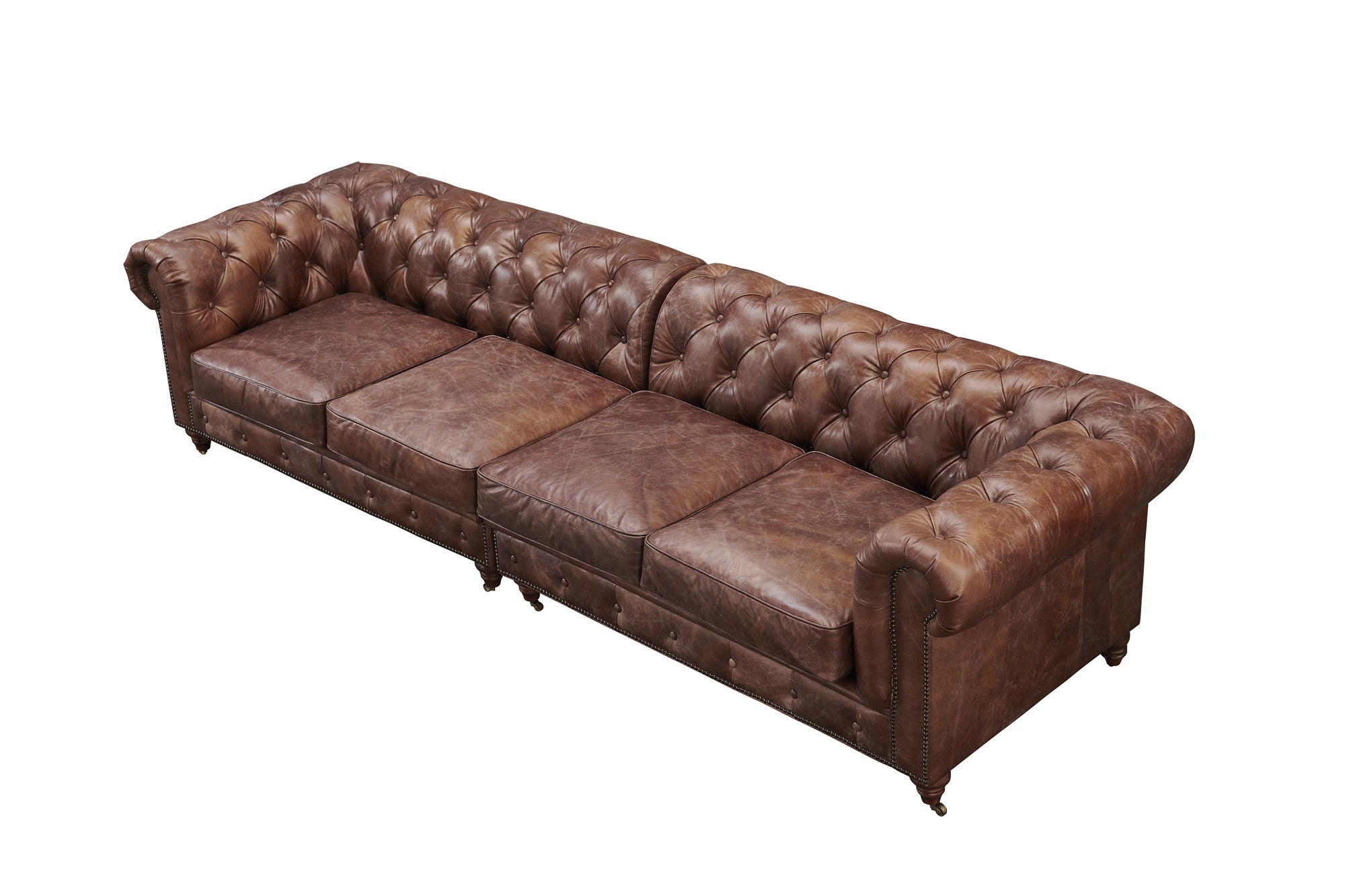 Century Chesterfield Sofa - Bark Brown Leather - 118"