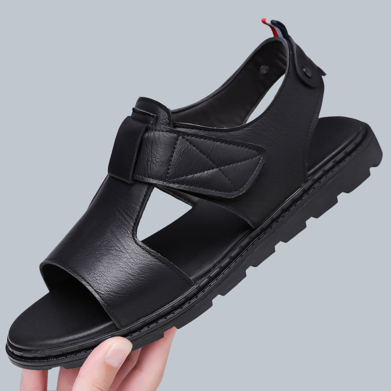 Mens Casual Breathable Leather Sandals With Soft Soles