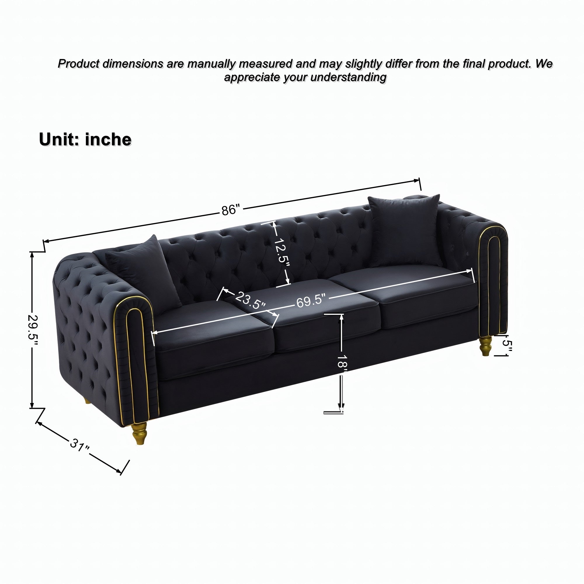 3 Seater Modern Loveseat Sofa