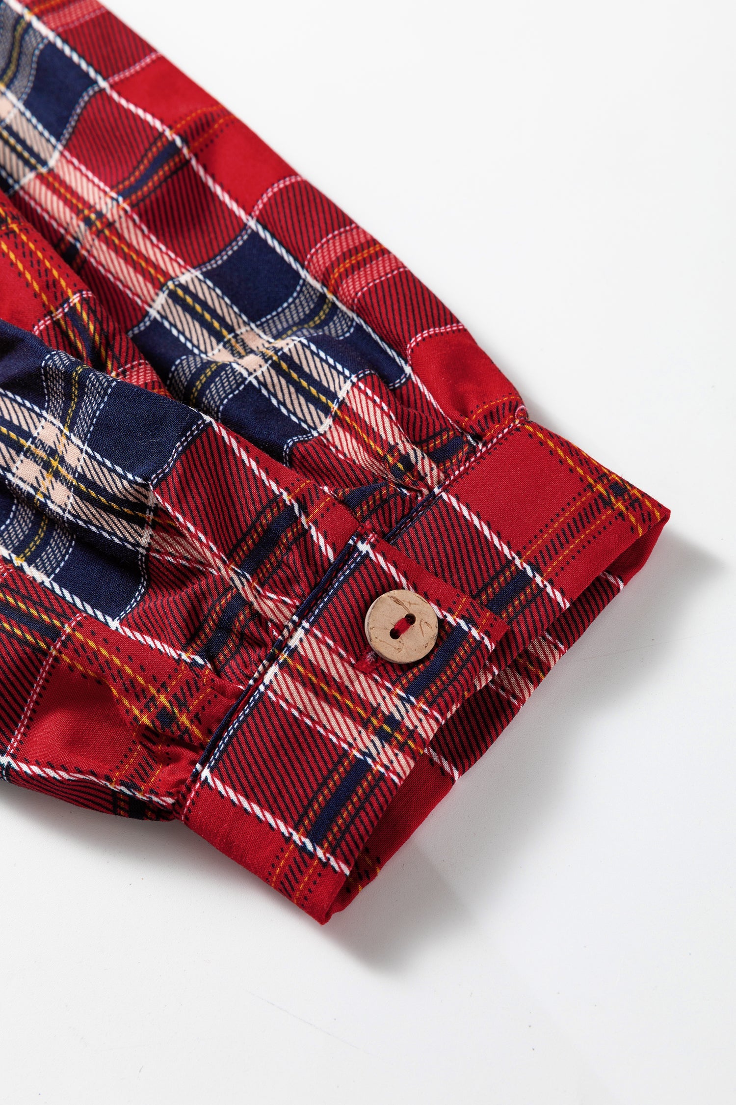 Plaid Print Frilly Collar Long Sleeve Shift Mini Dress