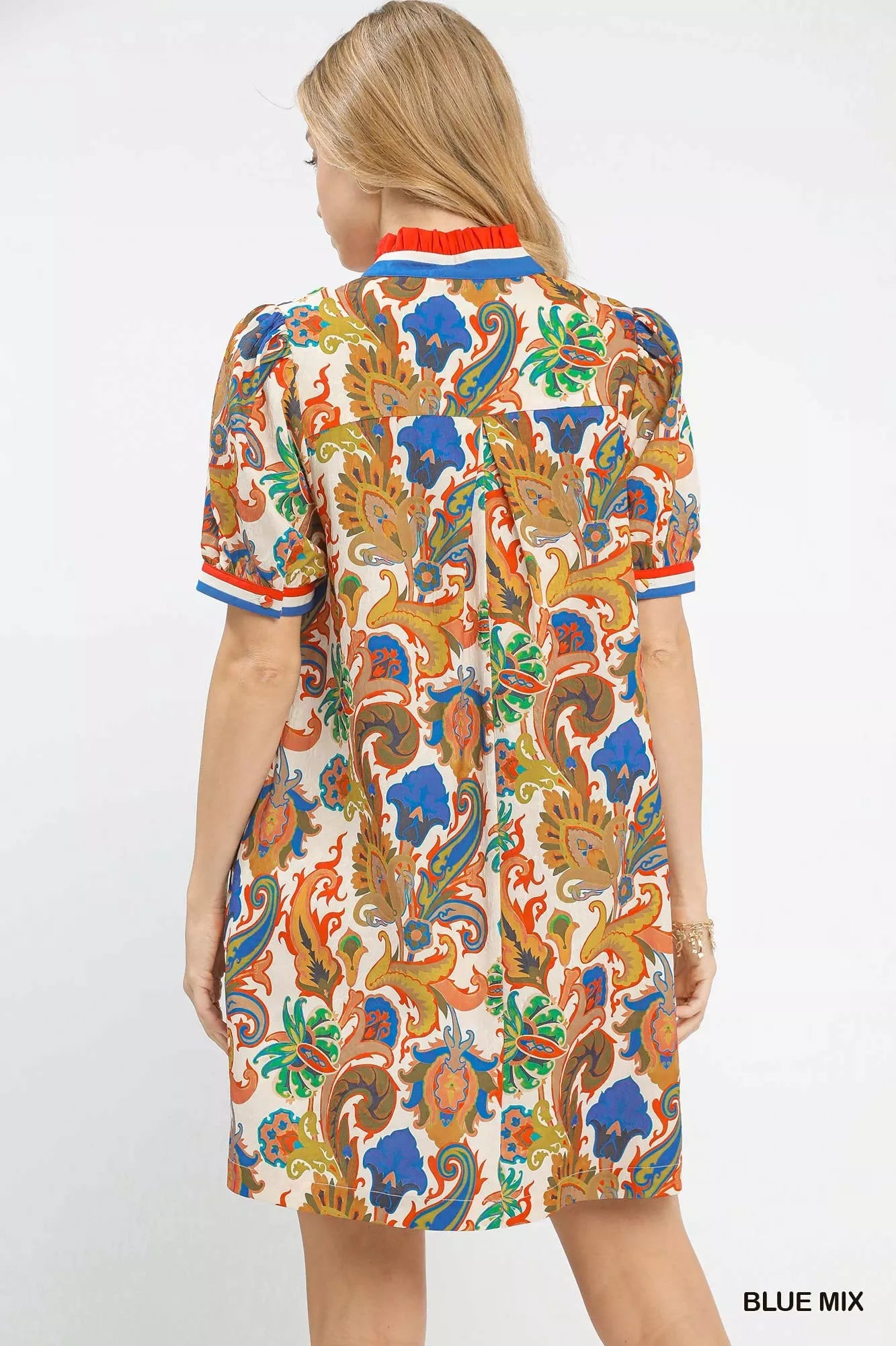 Umgee Jacquard Abstract Print Mini Dress