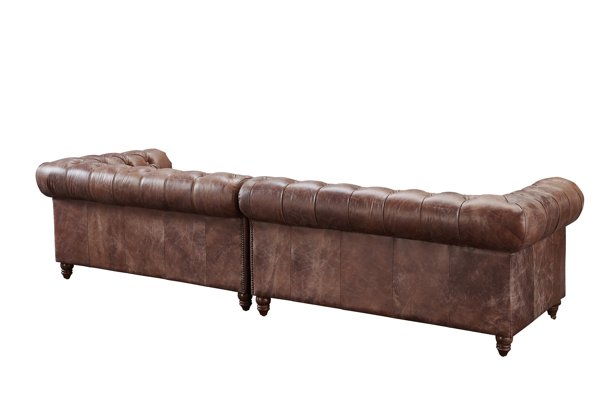 Century Chesterfield Sofa - Bark Brown Leather - 118"