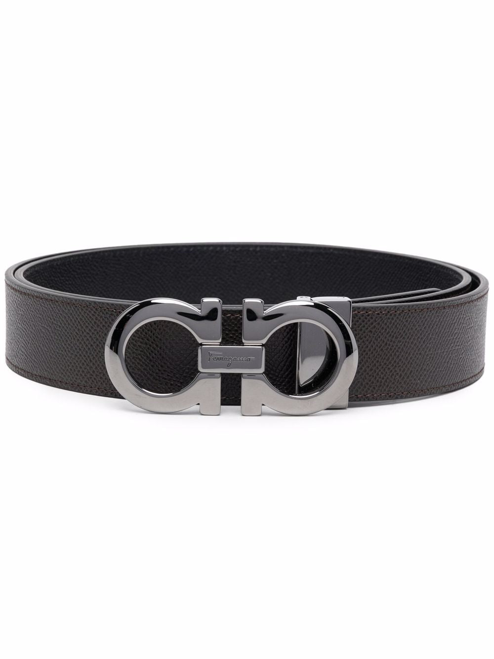 Ferragamo Men Hammered Leather Reversible Gancini Belt