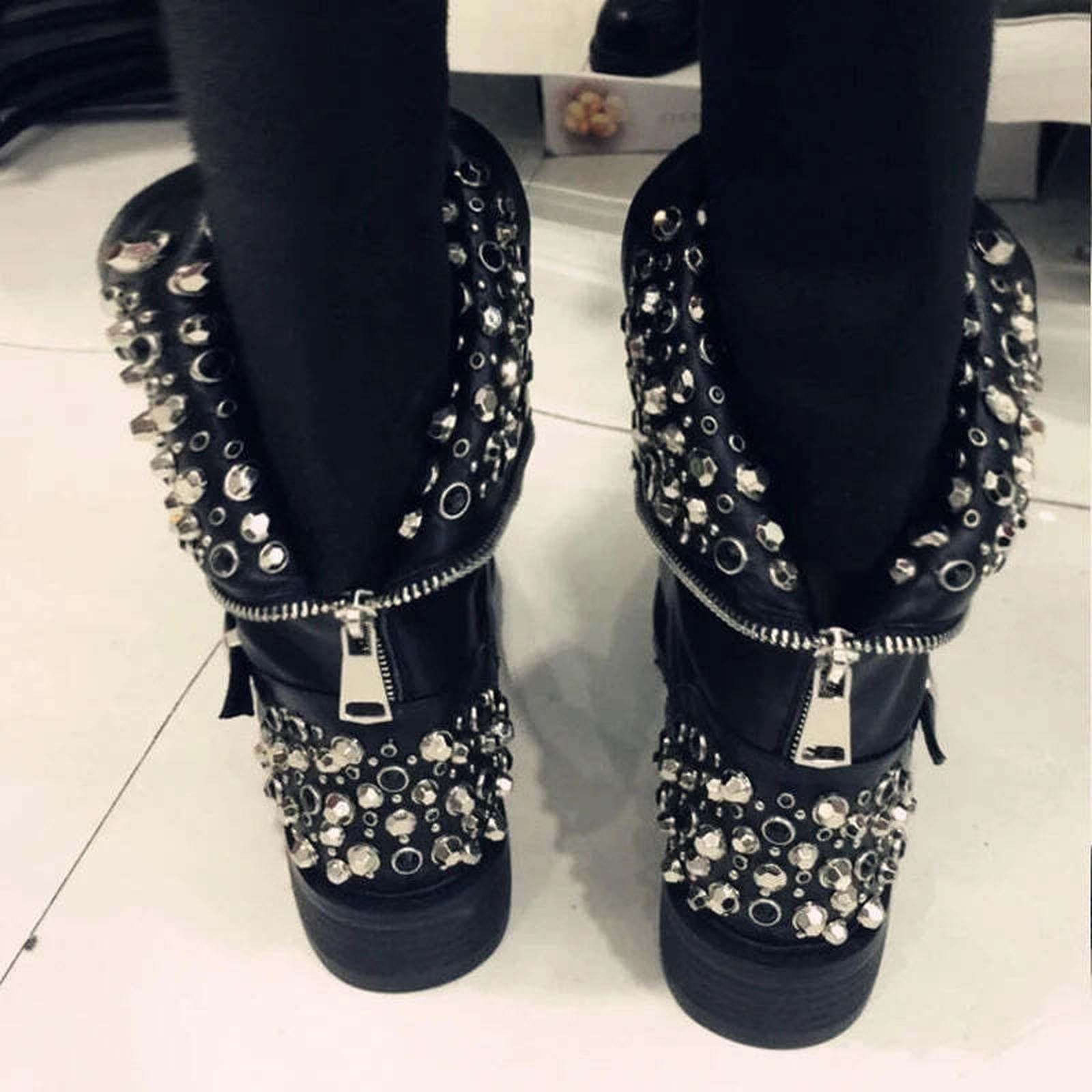 Women's Genuine Leather ankle boots big size fit for 22-26.5cm length feet Autumn and winter warm short boots Short plush lining