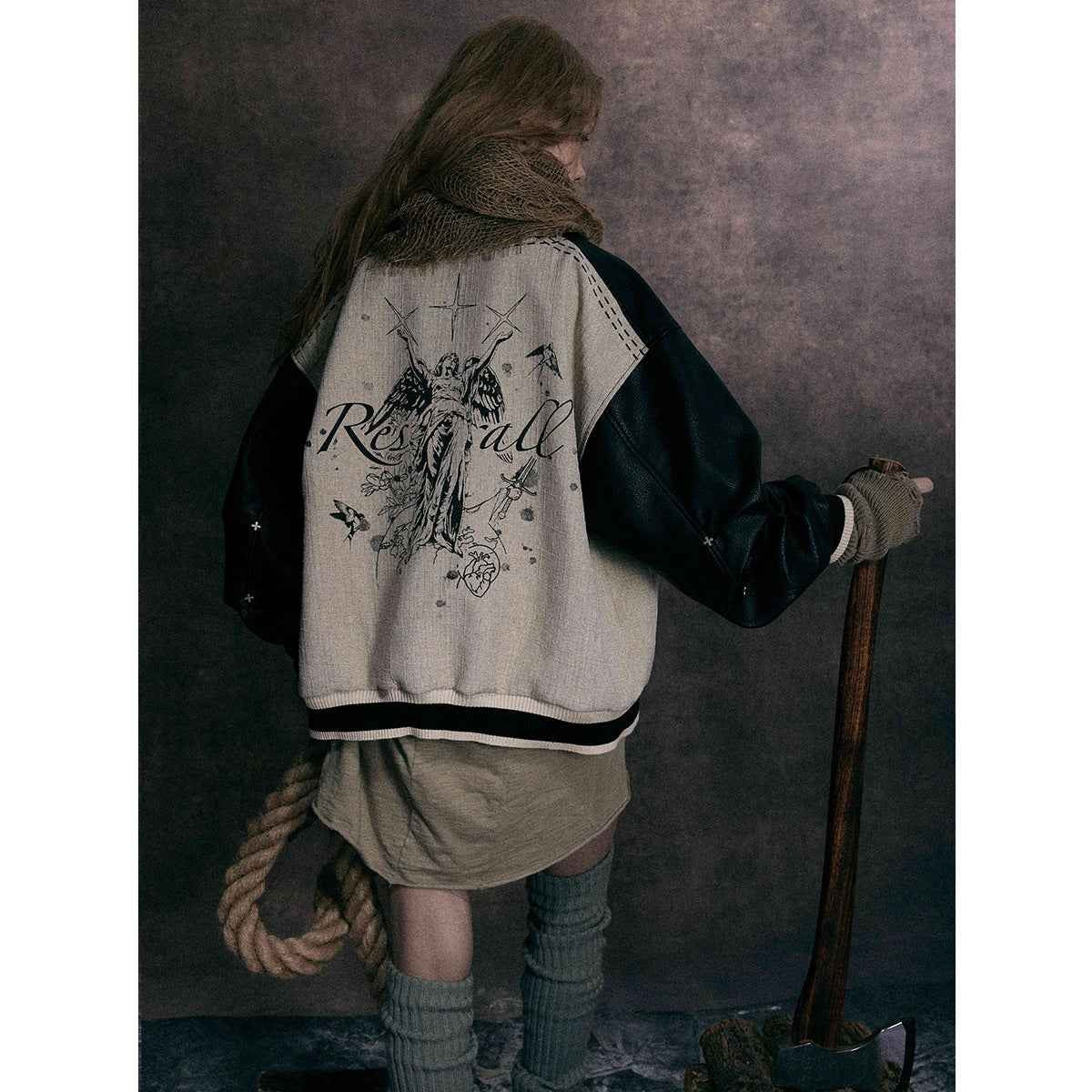 Printed leather jacket