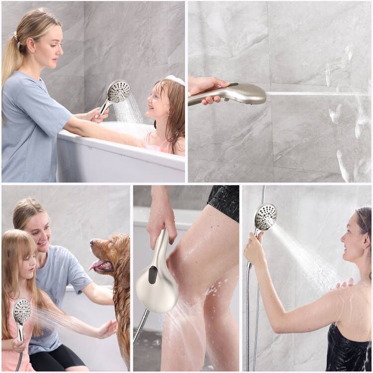 Dual Shower Head with Adjustable Extension Arm, 3-Way Diverter and Hose