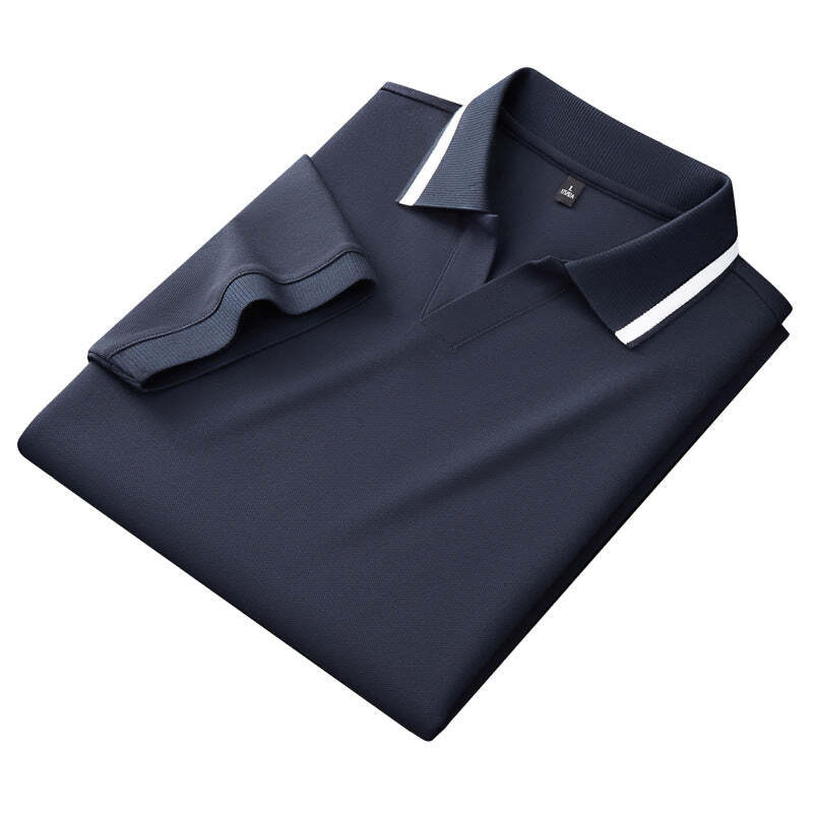 Solid color short sleeved polo shirt for men