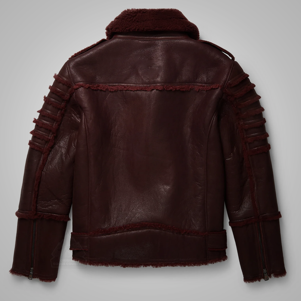 Men’s Real Brown Sheepskin Shearling B3 Aviator Leather Bomber Flying Jacket