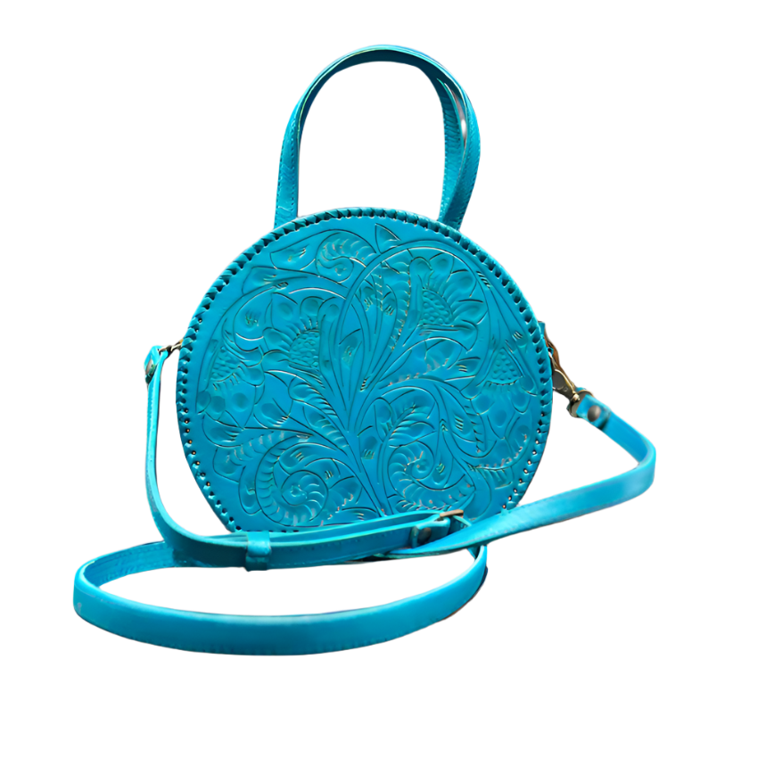 The Dixie| Hand-Tooled Leather Canteen Handbag