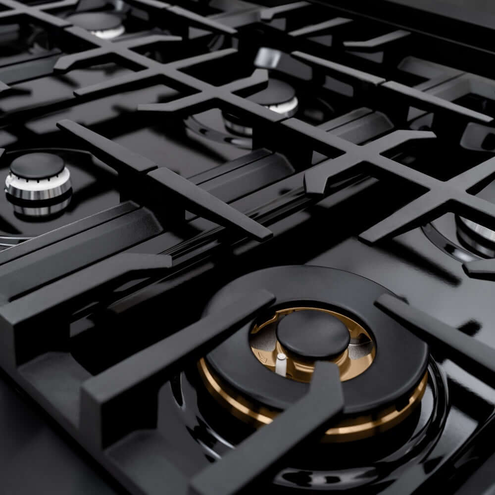 ZLINE 48" Dual Fuel Range, Gas Cooktop, Electric Convection Oven Black Stainless Steel, CDRB-48