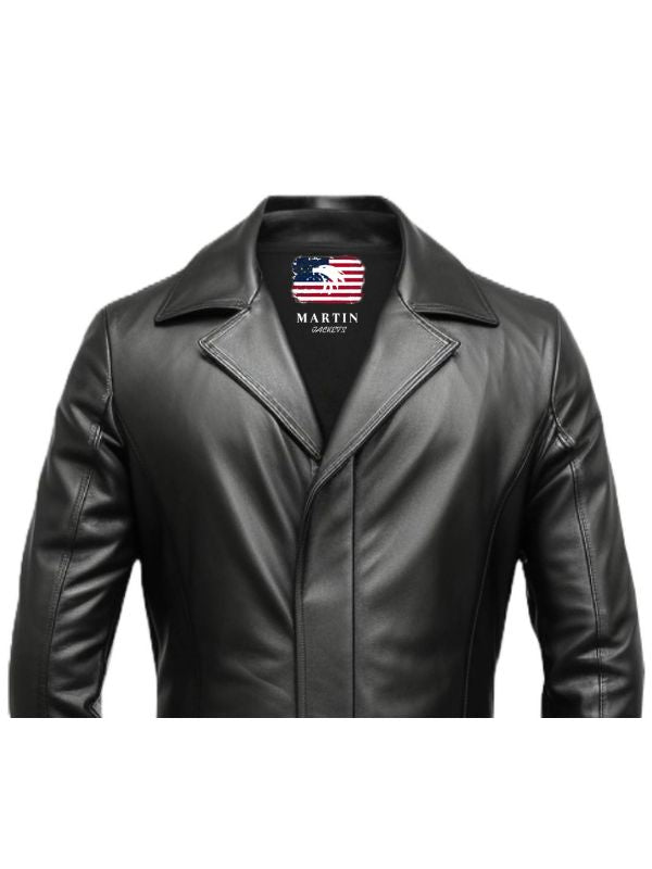 Men’s Dark Brown Leather Hooded Coat