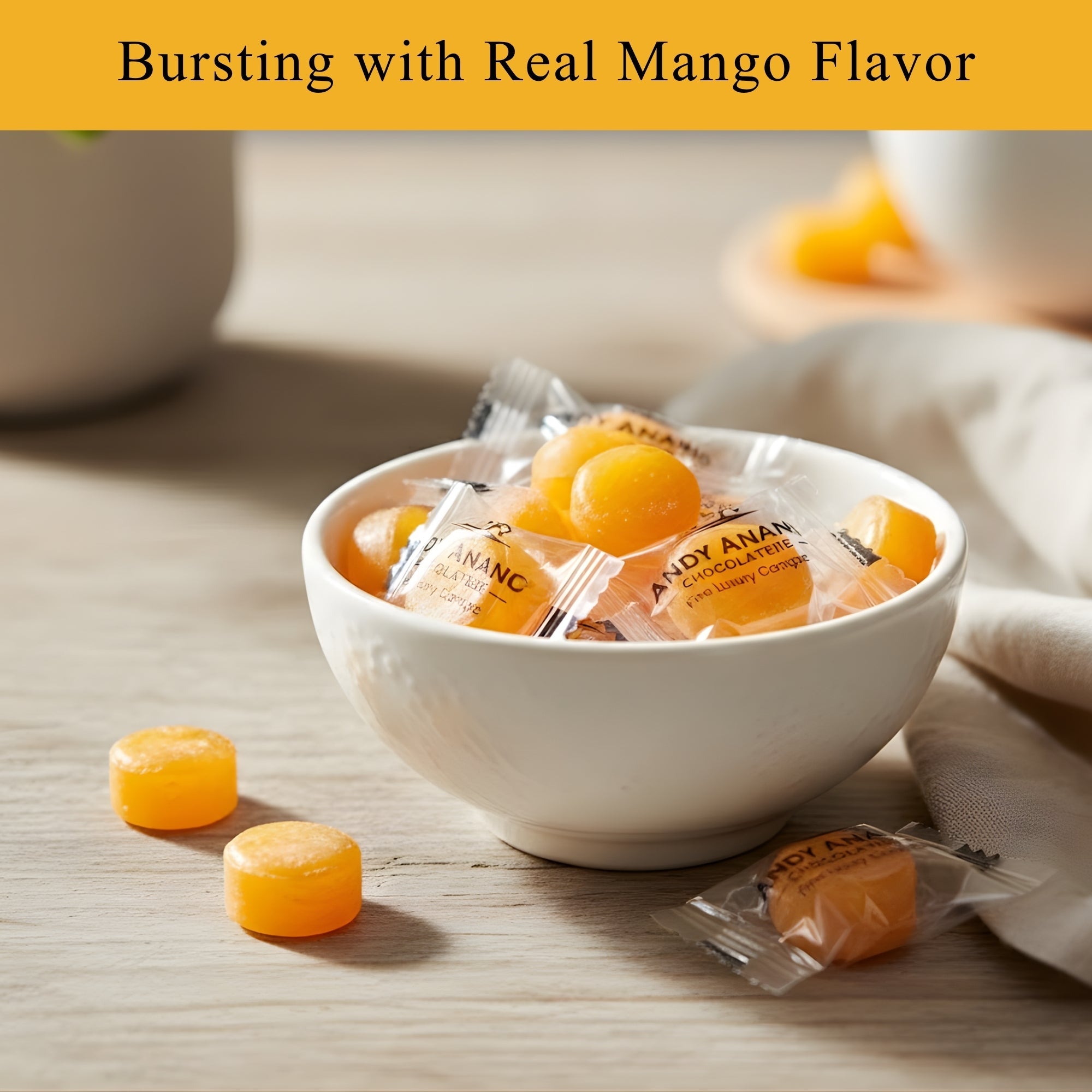 Andy Anand Sugar-Free Mango Hard Candy, 7 oz – European Imported, Stevia Sweetened, Keto & Diabetic-Friendly Gourmet Snack Gift Box