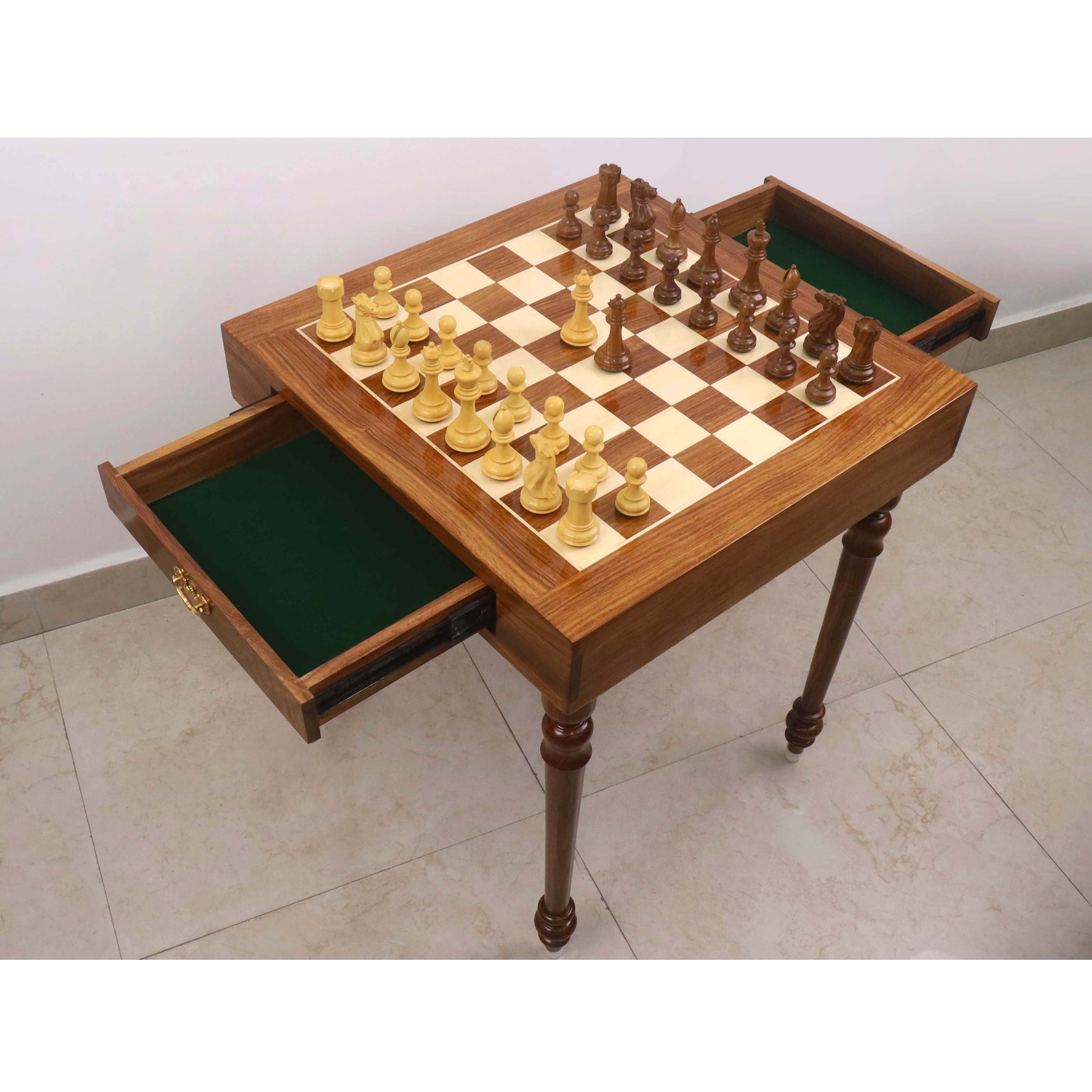 23" Tournament Chess Board Table with 4.1" Pro Staunton Weighted Wooden Chess Pieces - Golden Rosewood and Boxwood