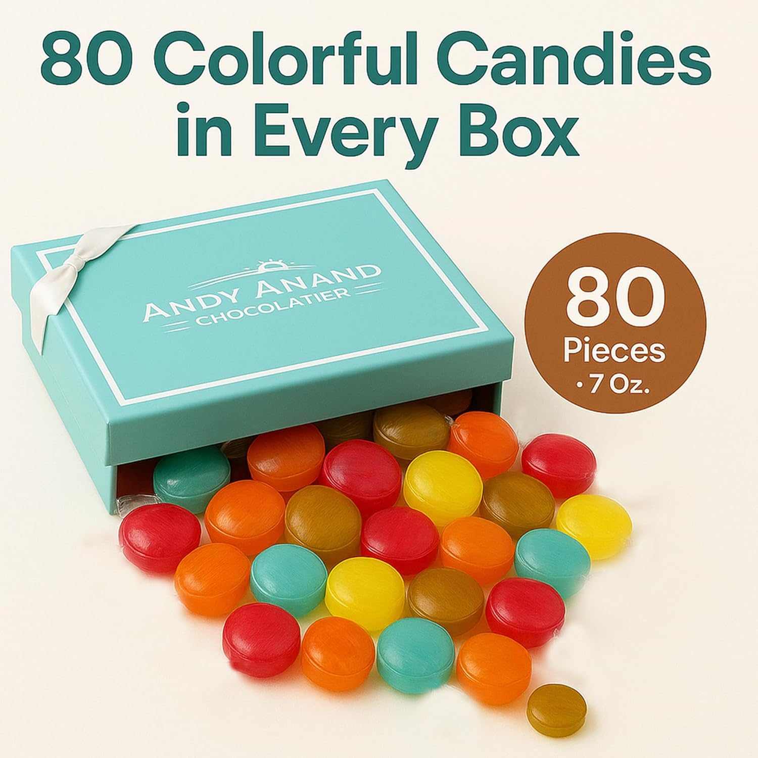 Andy Anand Sugar-Free Mixed Fruit Hard Candy, 80 pc, 7 oz – European Imported, Stevia Sweetened, Gluten-Free, Keto Diabetic-Friendly Gift