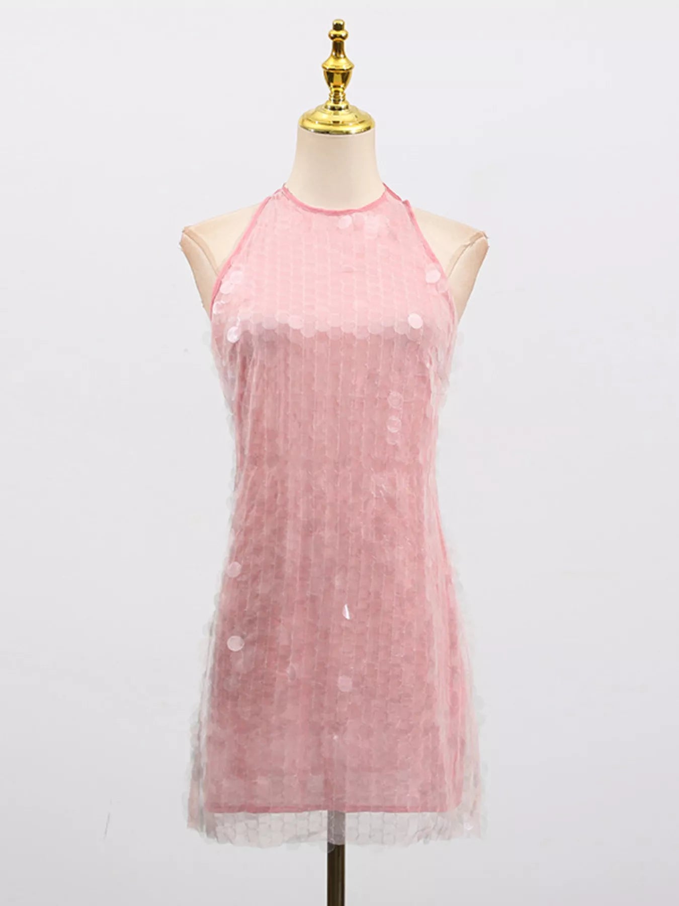 Sequin Halter Neck Mini Dress