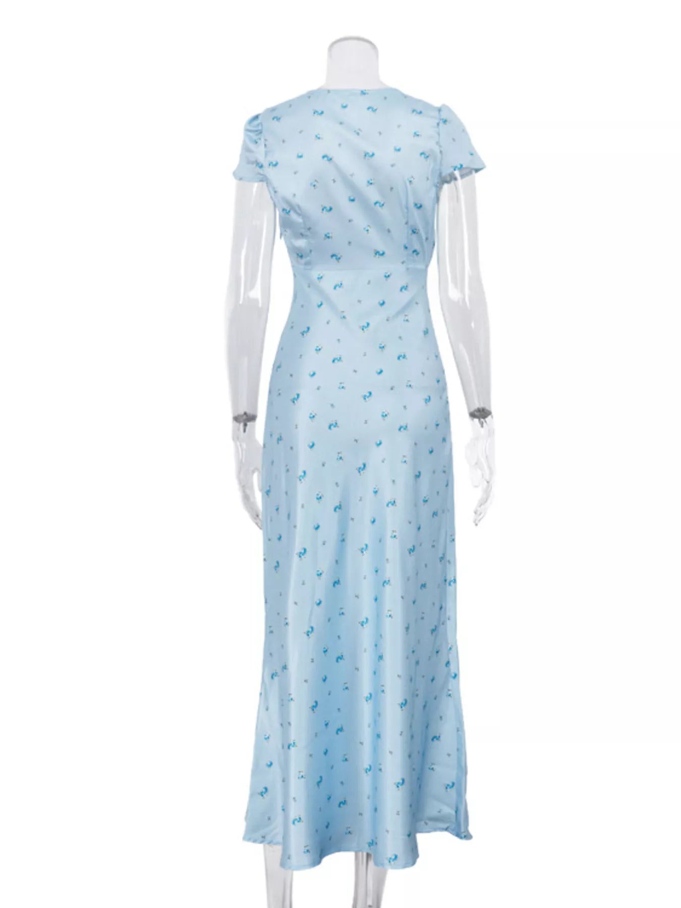 V-Neck Cap Sleeve Maxi Dress
