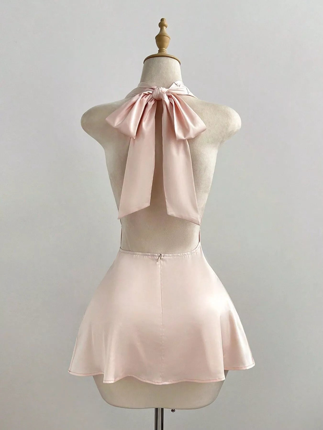 Satin Backless Halter Neck Dress