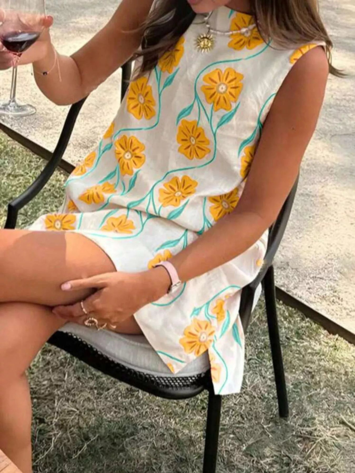 Floral Pattern Sleeveless Mini Dress