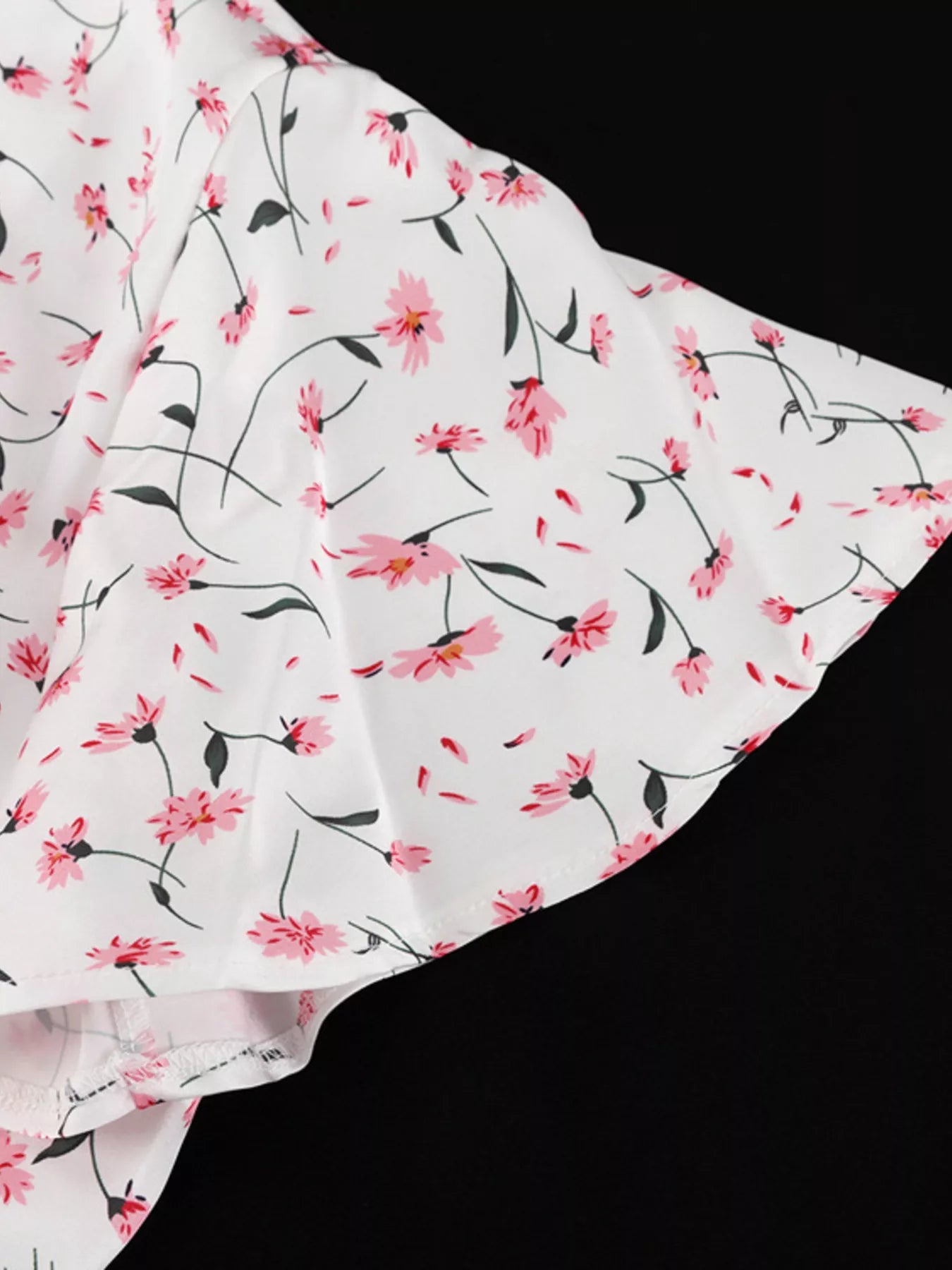 Floral Print V-Neck Flutter Sleeves Midi Dress